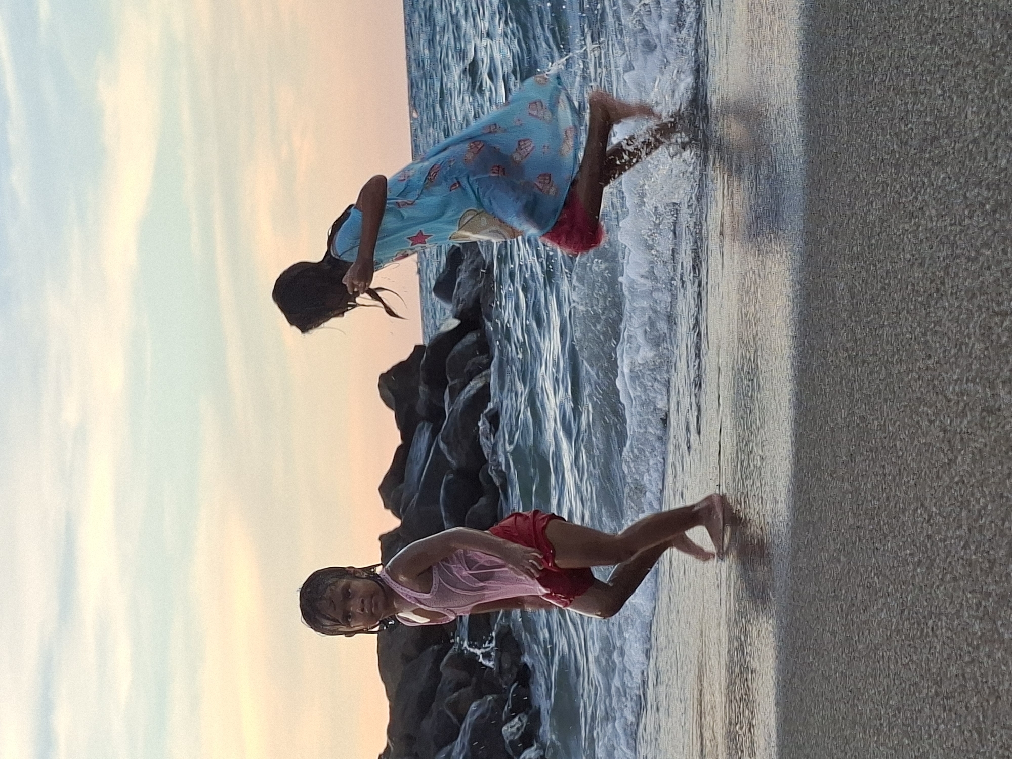 Evening beach life documented in Lhokseumawe, Indonesia