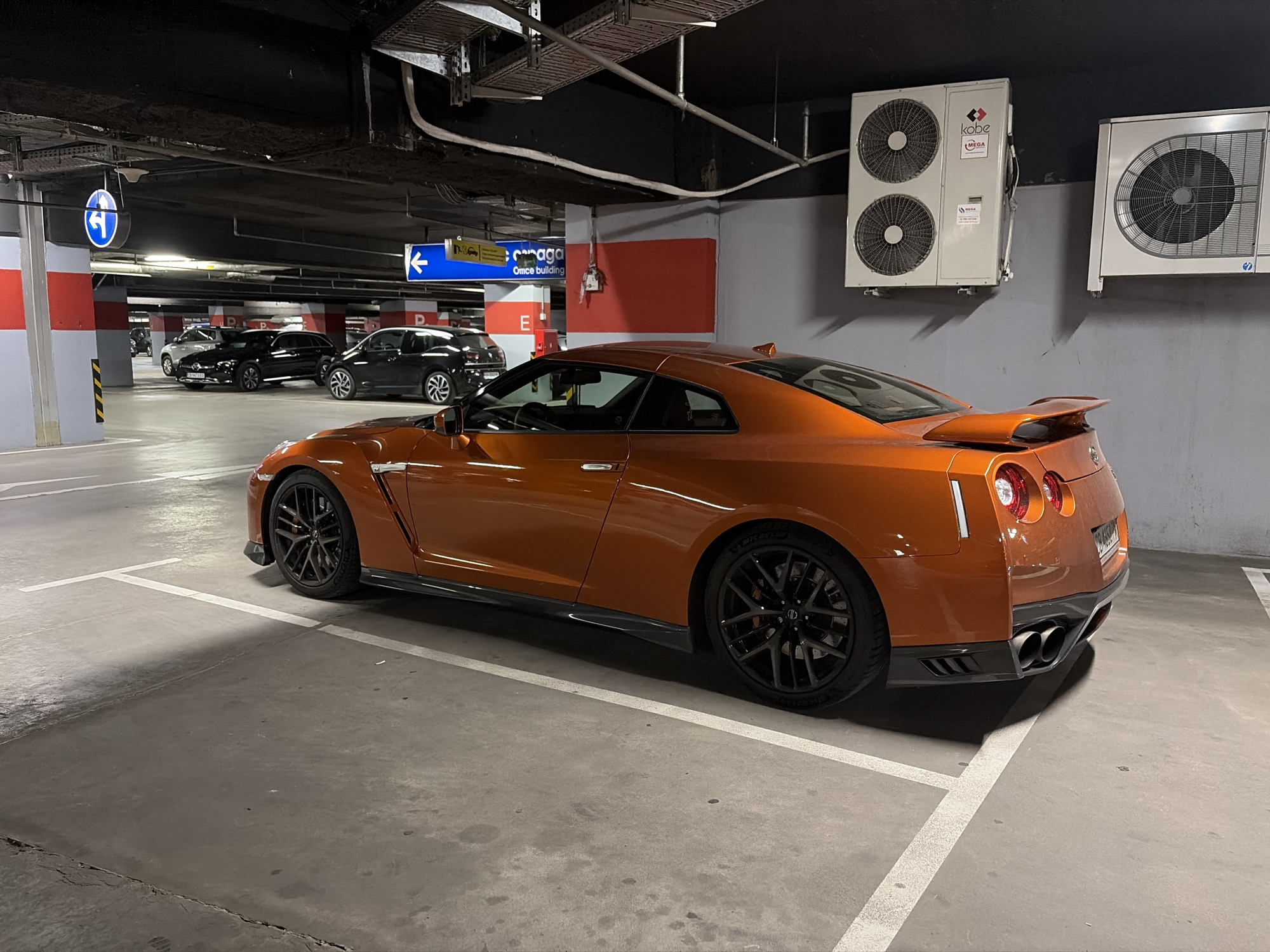 Orange Nissan GT-R spotted in Sofia parking garage