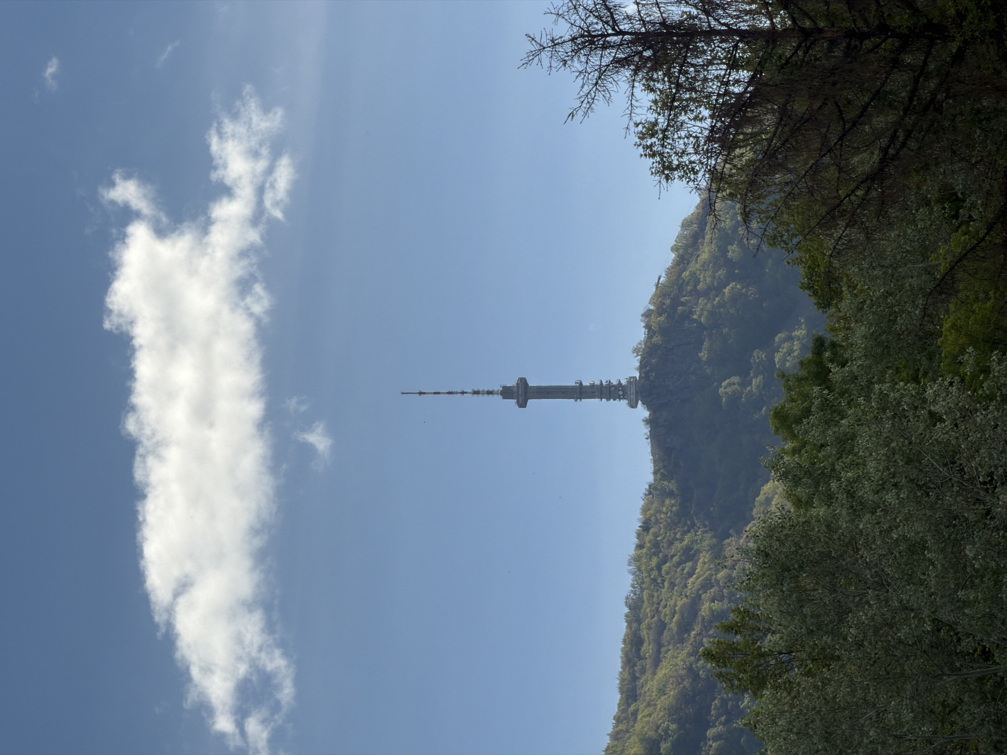 TV Tower photographed against cloudy sky in Sofia