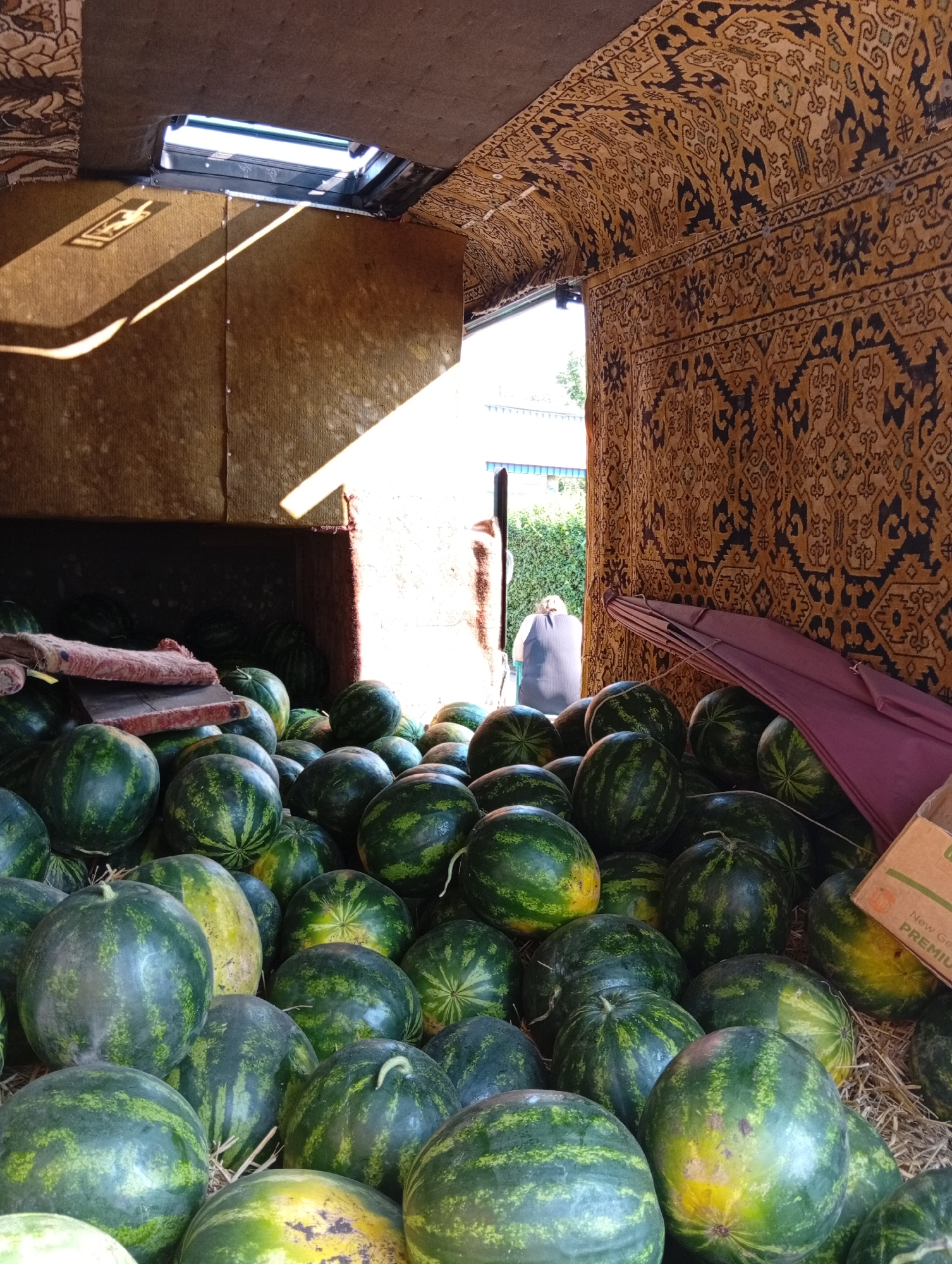 Watermelon truck rolls through Berestyn, Ukraine