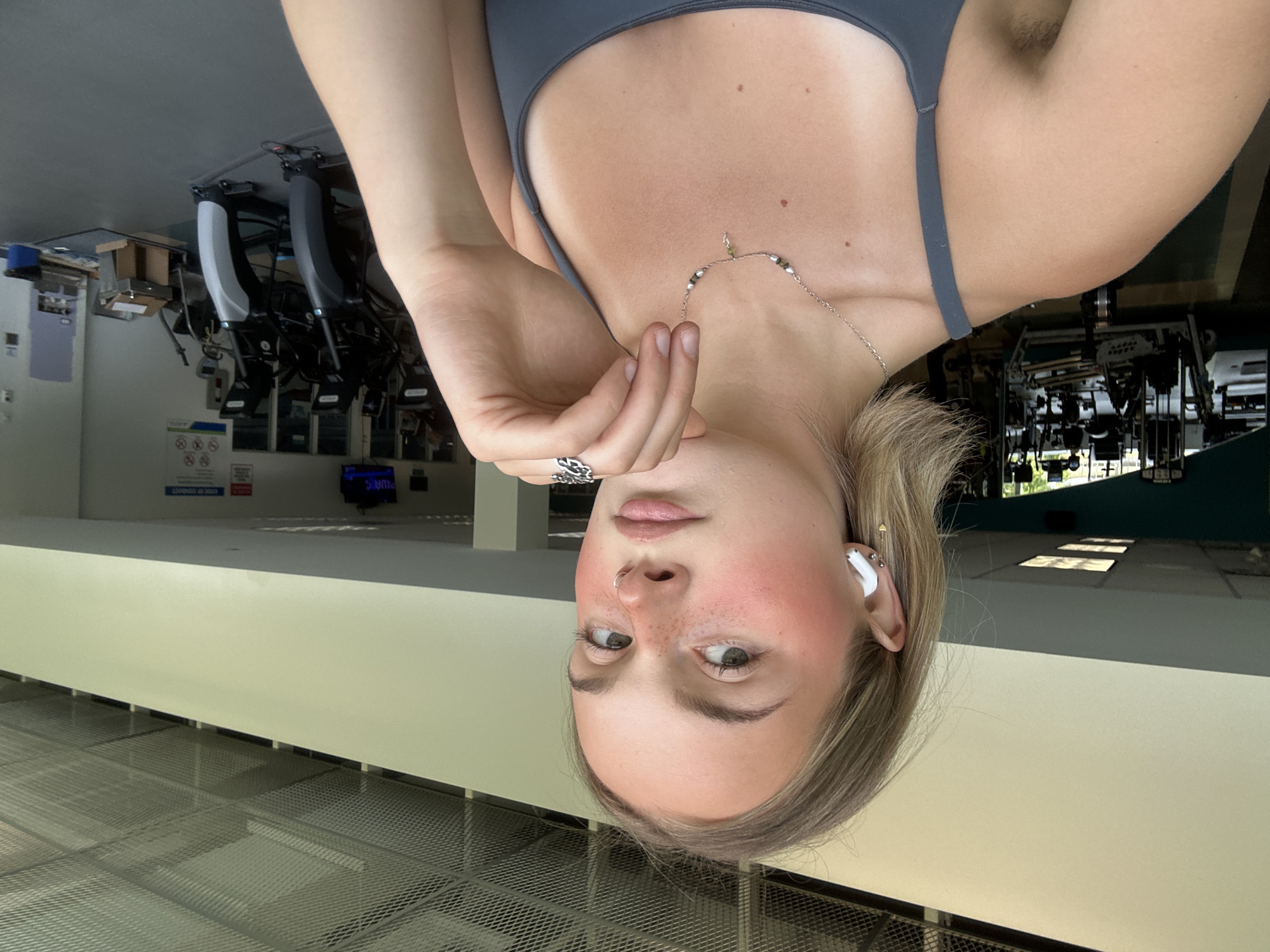 Woman documents gym workout with selfies in Whistler