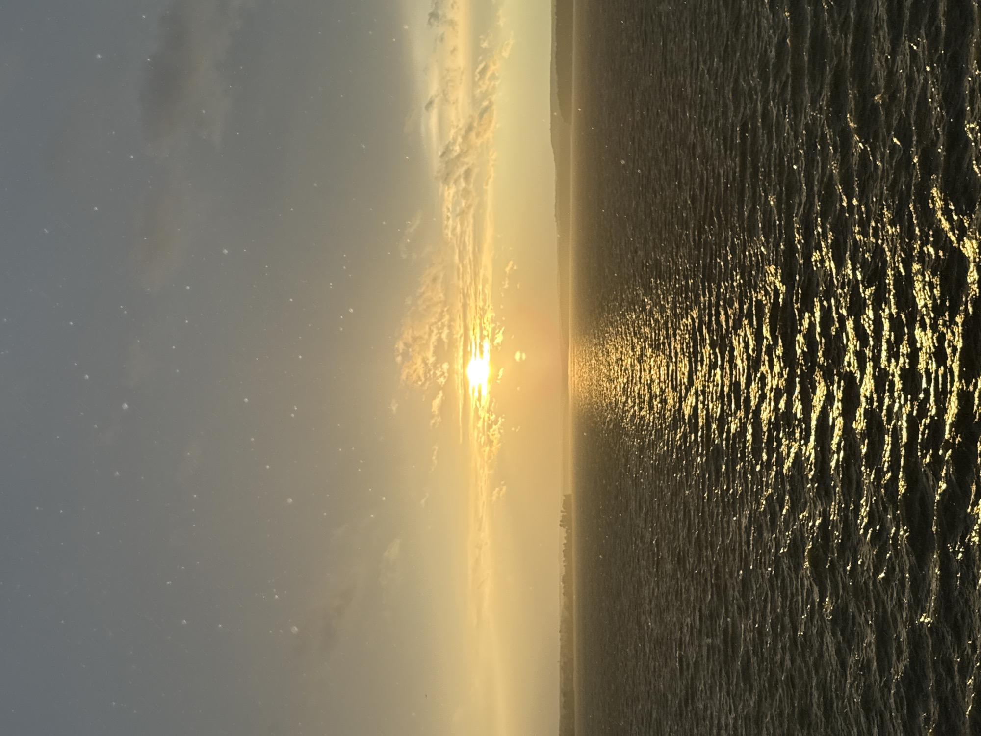 Golden sunset over choppy water near Votkinsk, Russia