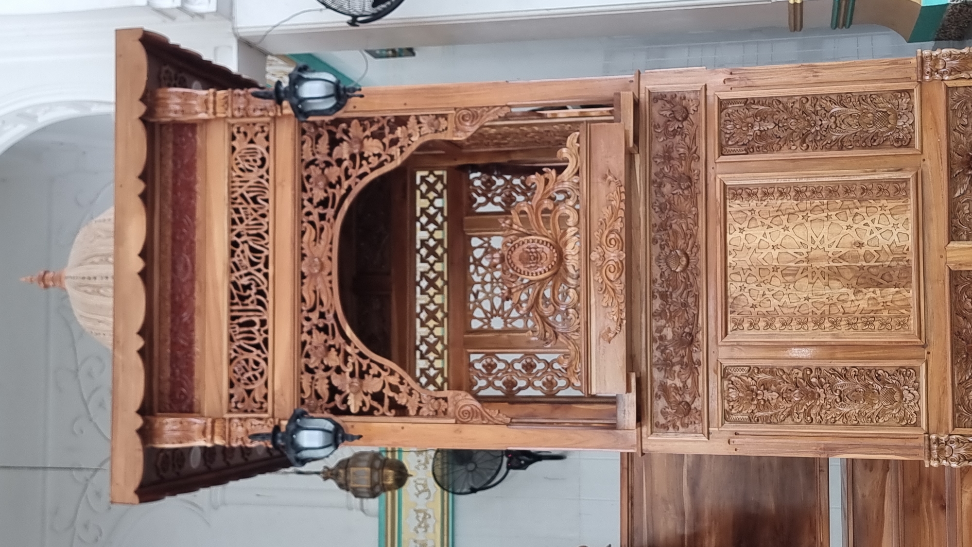 Inside an ornate mosque in Lapang Timu, Indonesia
