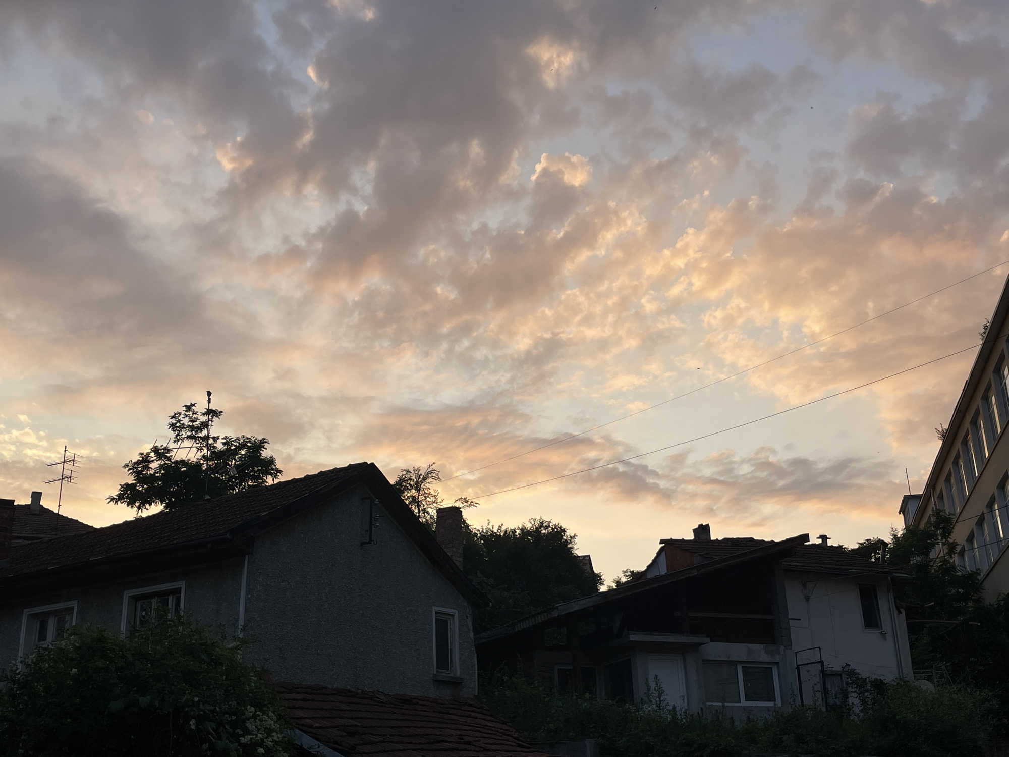 Evening light over Gabrovo's residential streets, Bulgaria