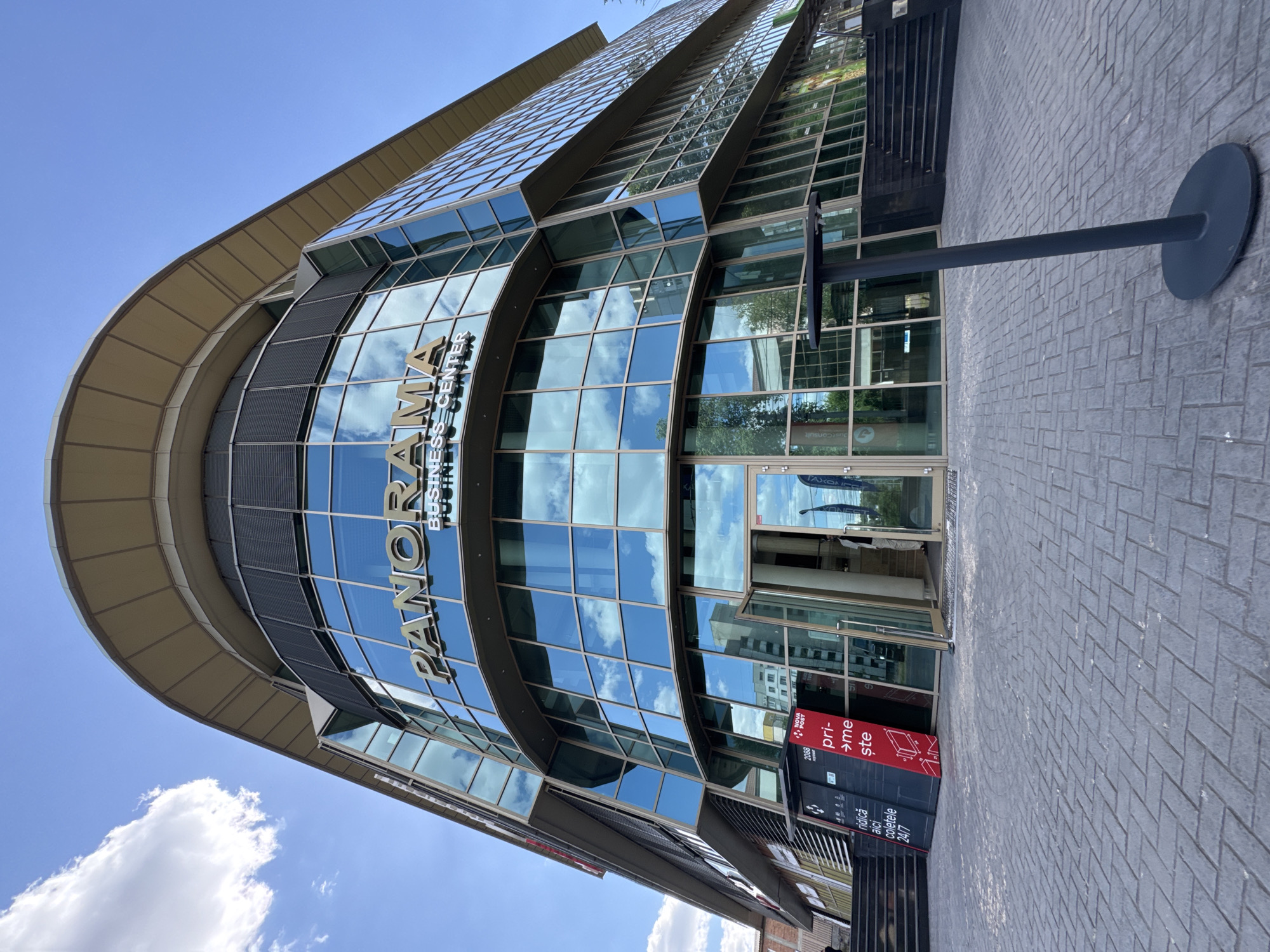 Panorama Business Center's curved glass facade in Chișinău