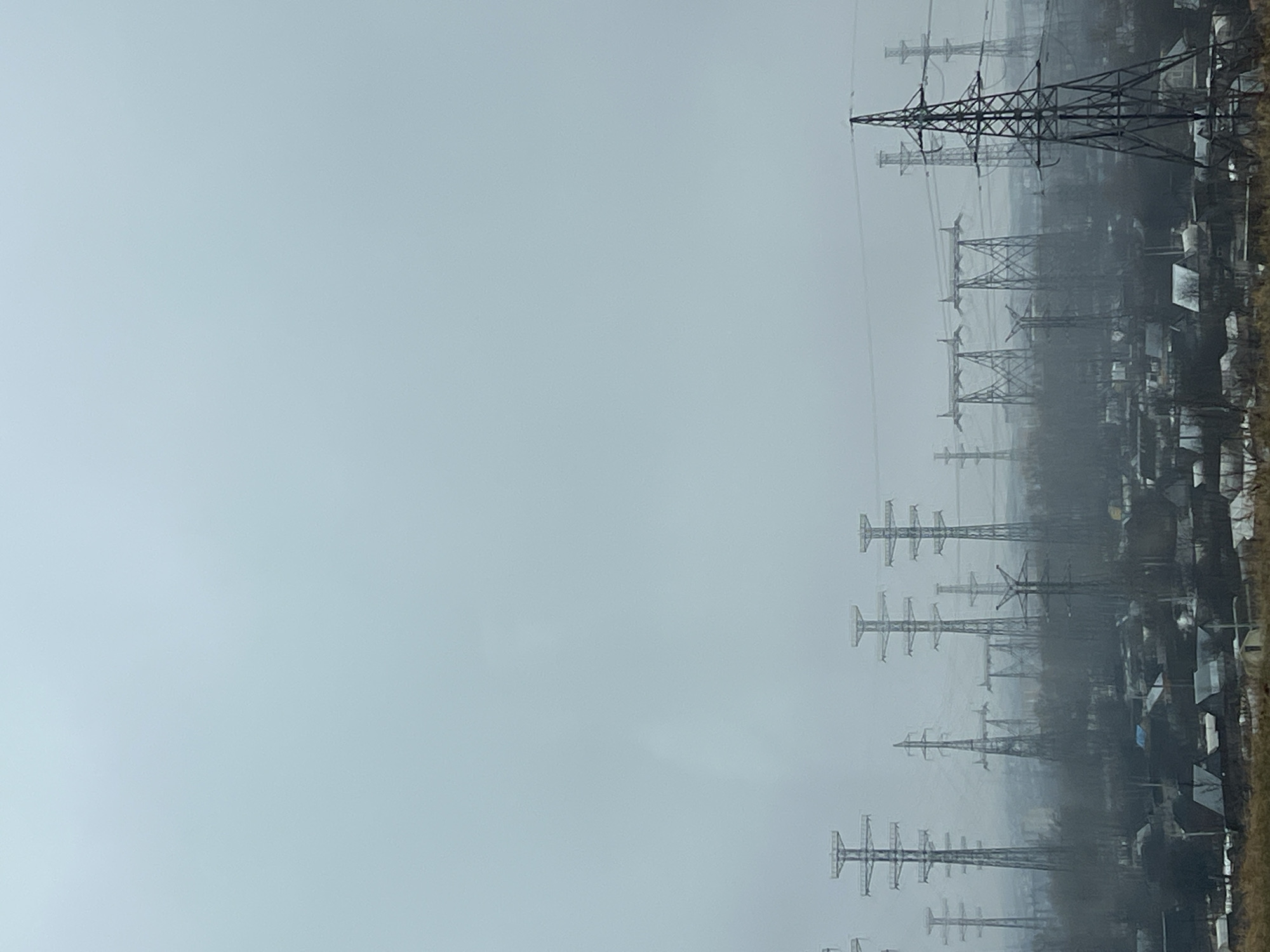 Power transmission towers observed in Chaikovsky residential area