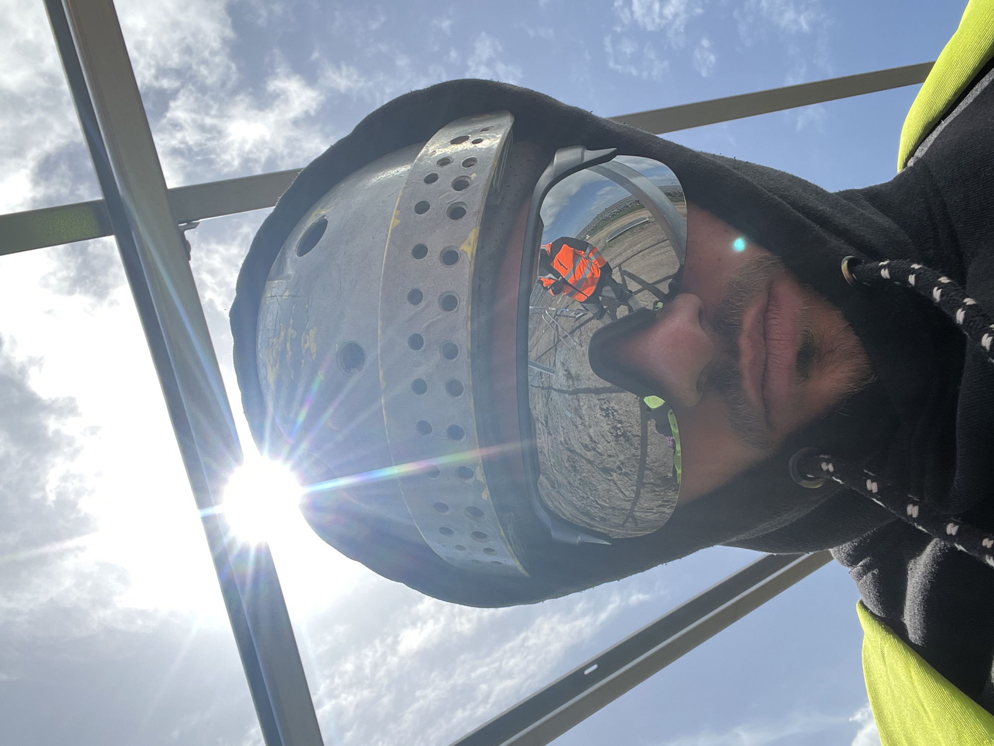 Man in helmet and sunglasses photographed in Grange Ville