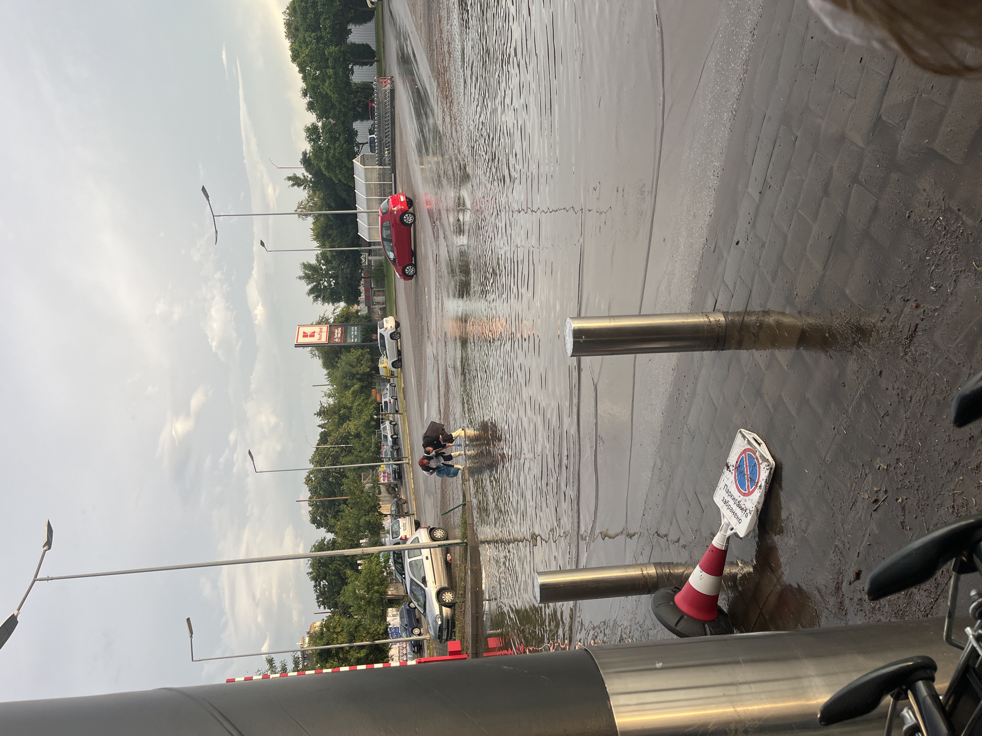 Heavy rainfall floods parking lots, streets in Blagoevgrad, Bulgaria