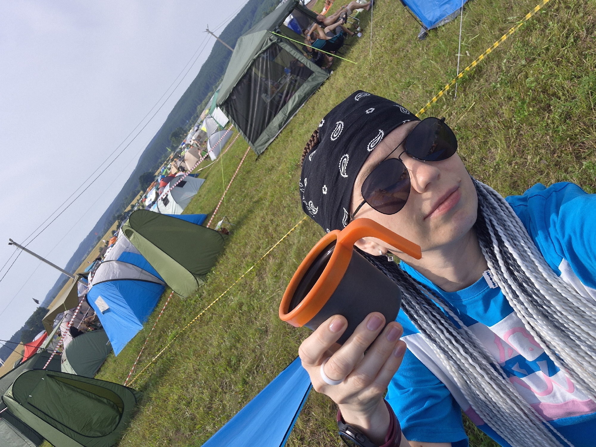 Summer festival campsite life in Lagunovo, Russia