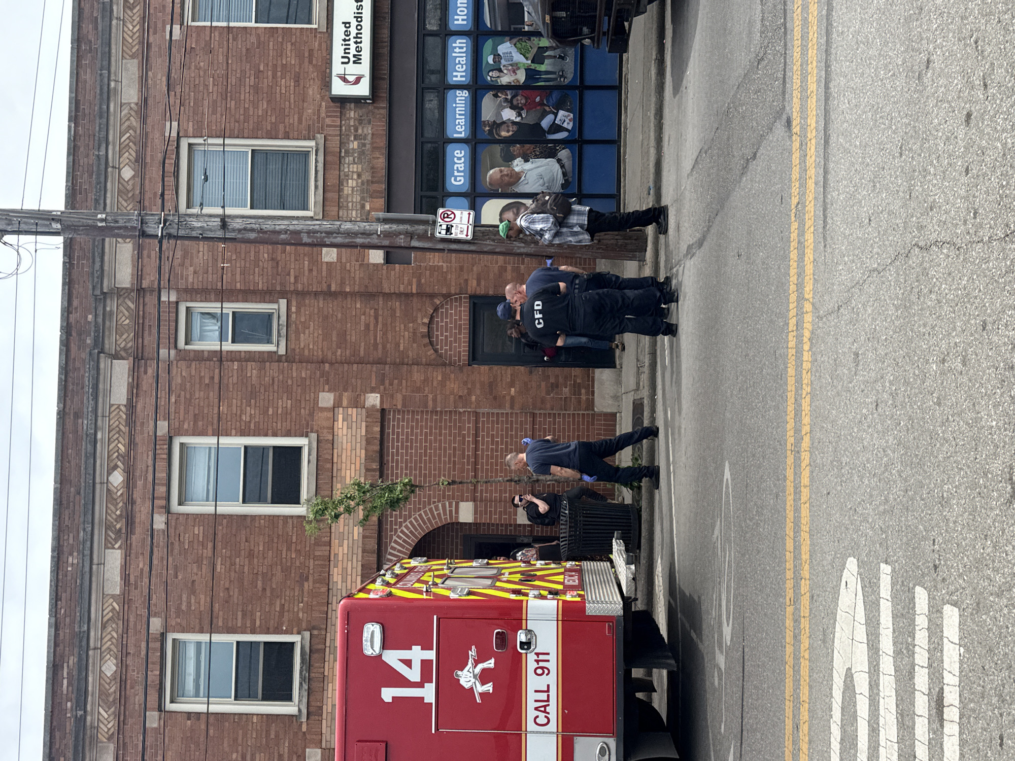 Ambulance spotted outside United Methodist Church in Columbus