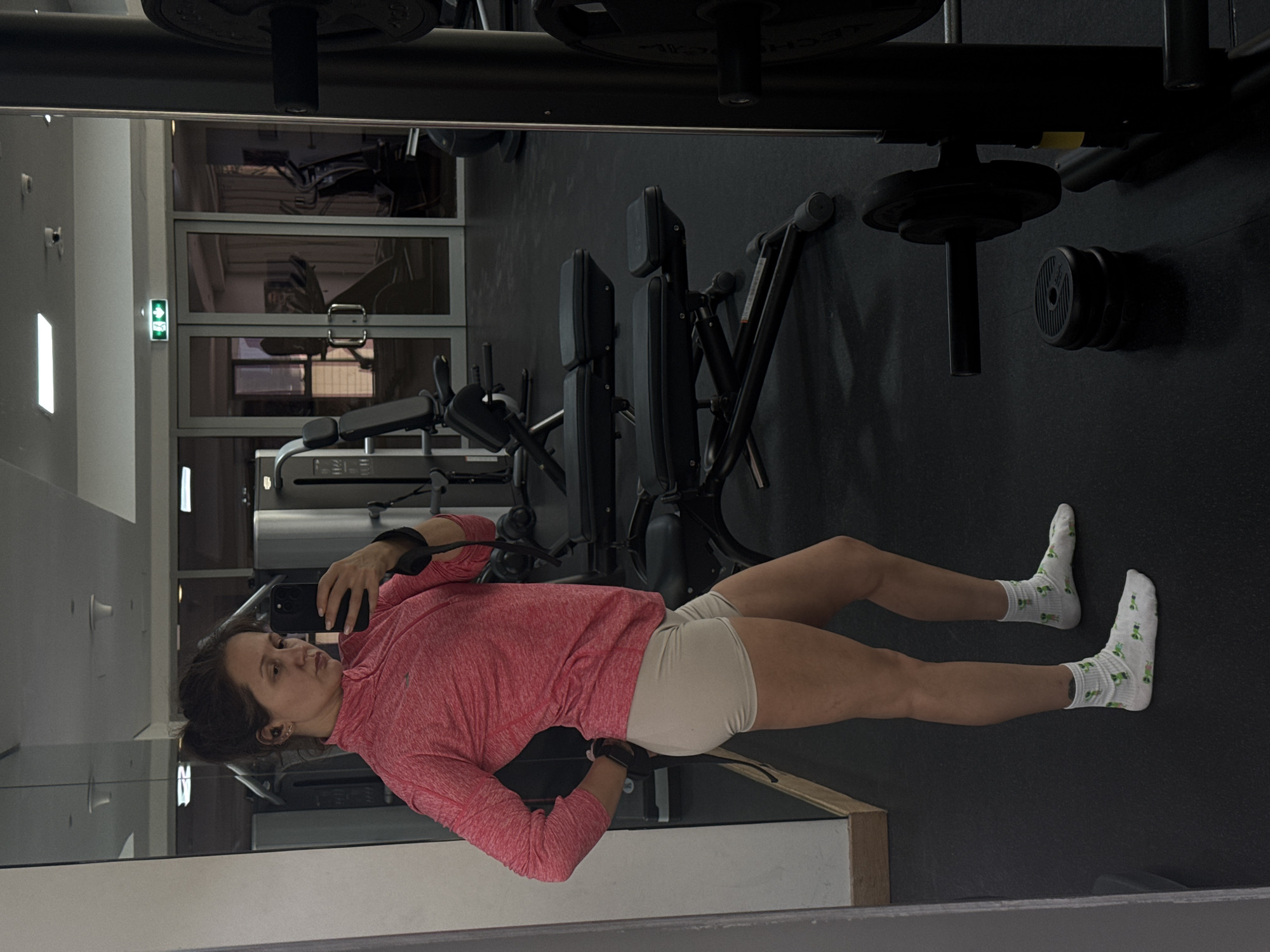 Gym-goer takes selfie among exercise equipment in Dubai