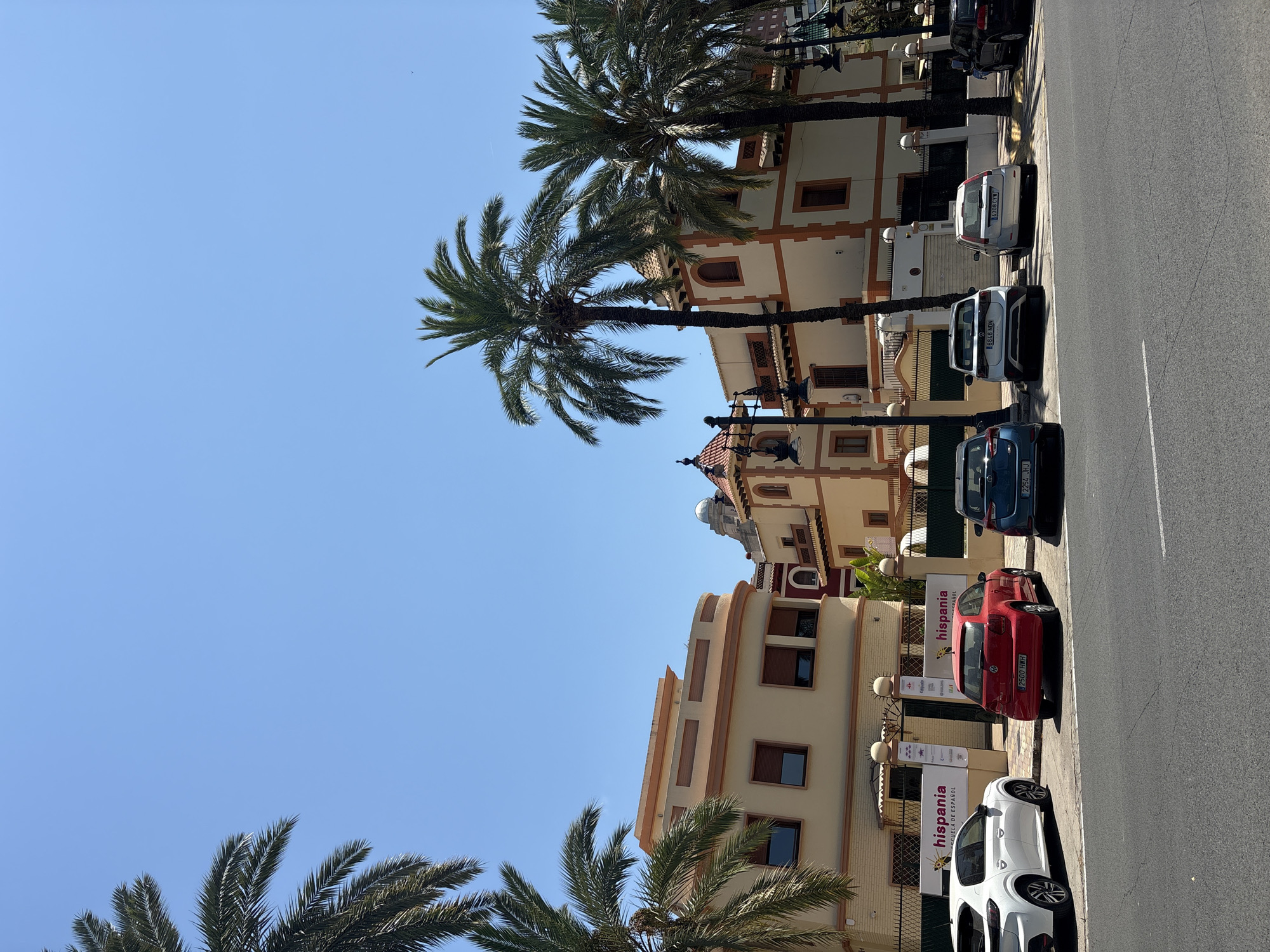 Sunny afternoon on Valencia's palm-lined city streets