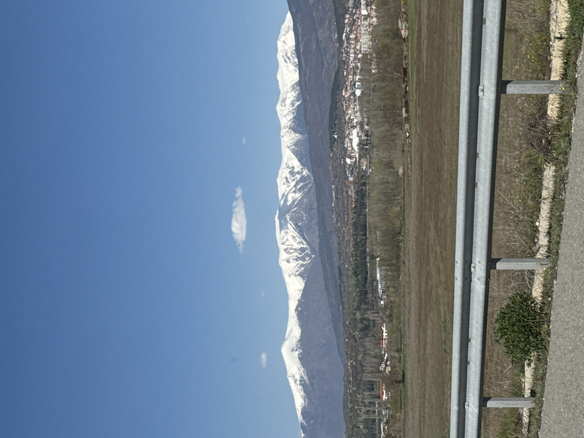 Snow-covered mountains viewed from Pokrovnik, Bulgaria outskirts