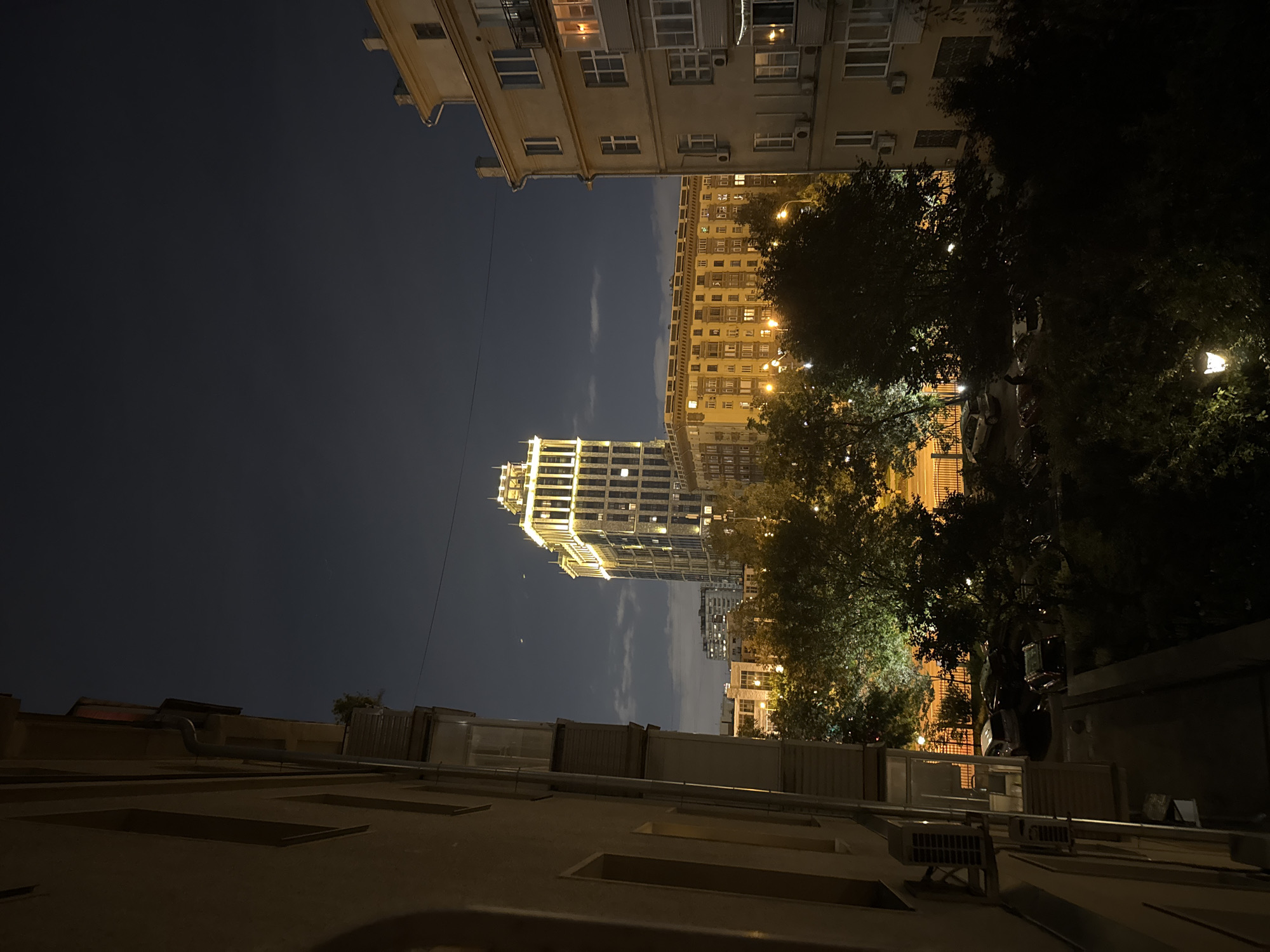 Dried flower bouquet and nighttime street, same moment