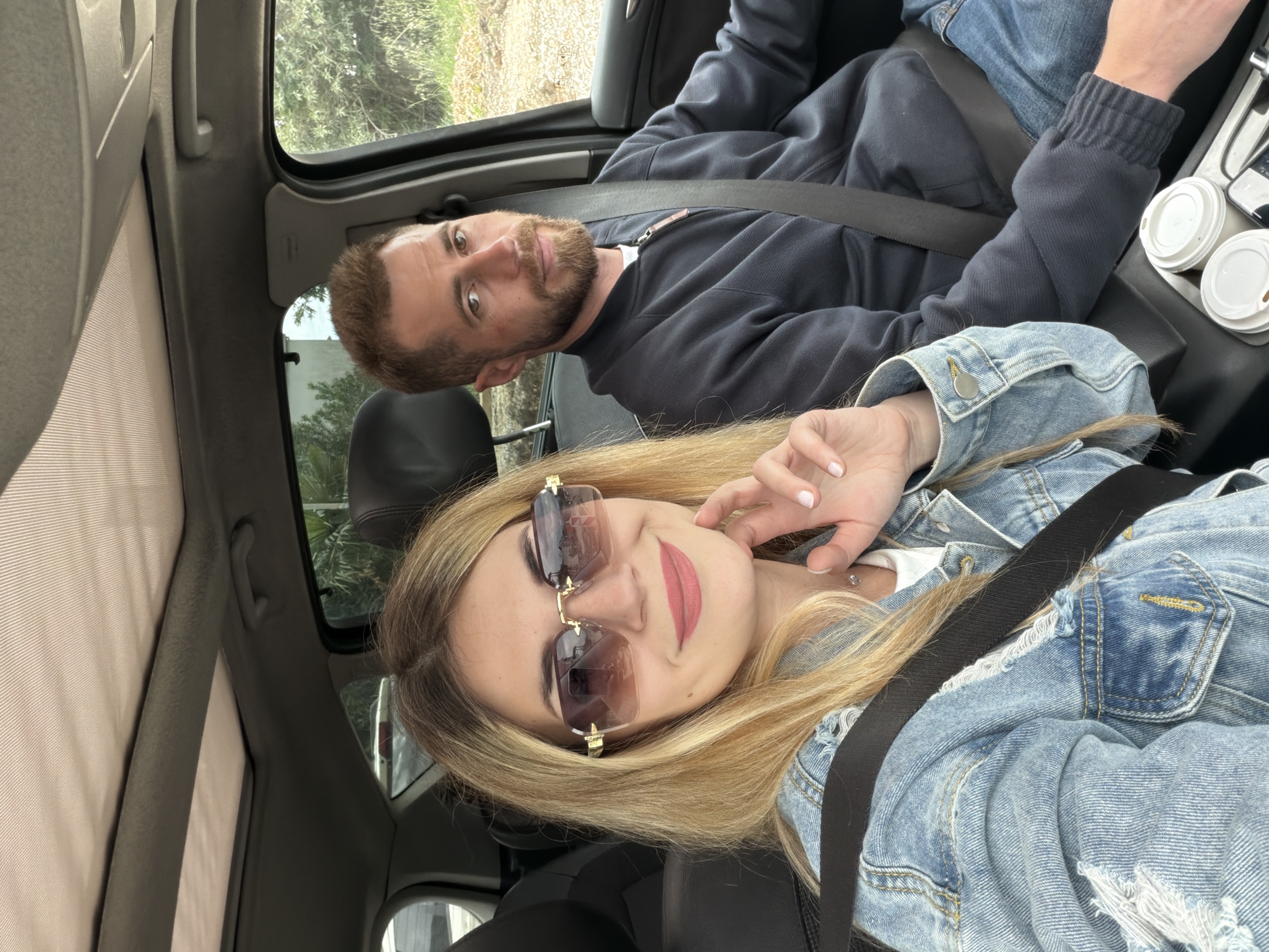 Couple takes selfie in car in Montenegro
