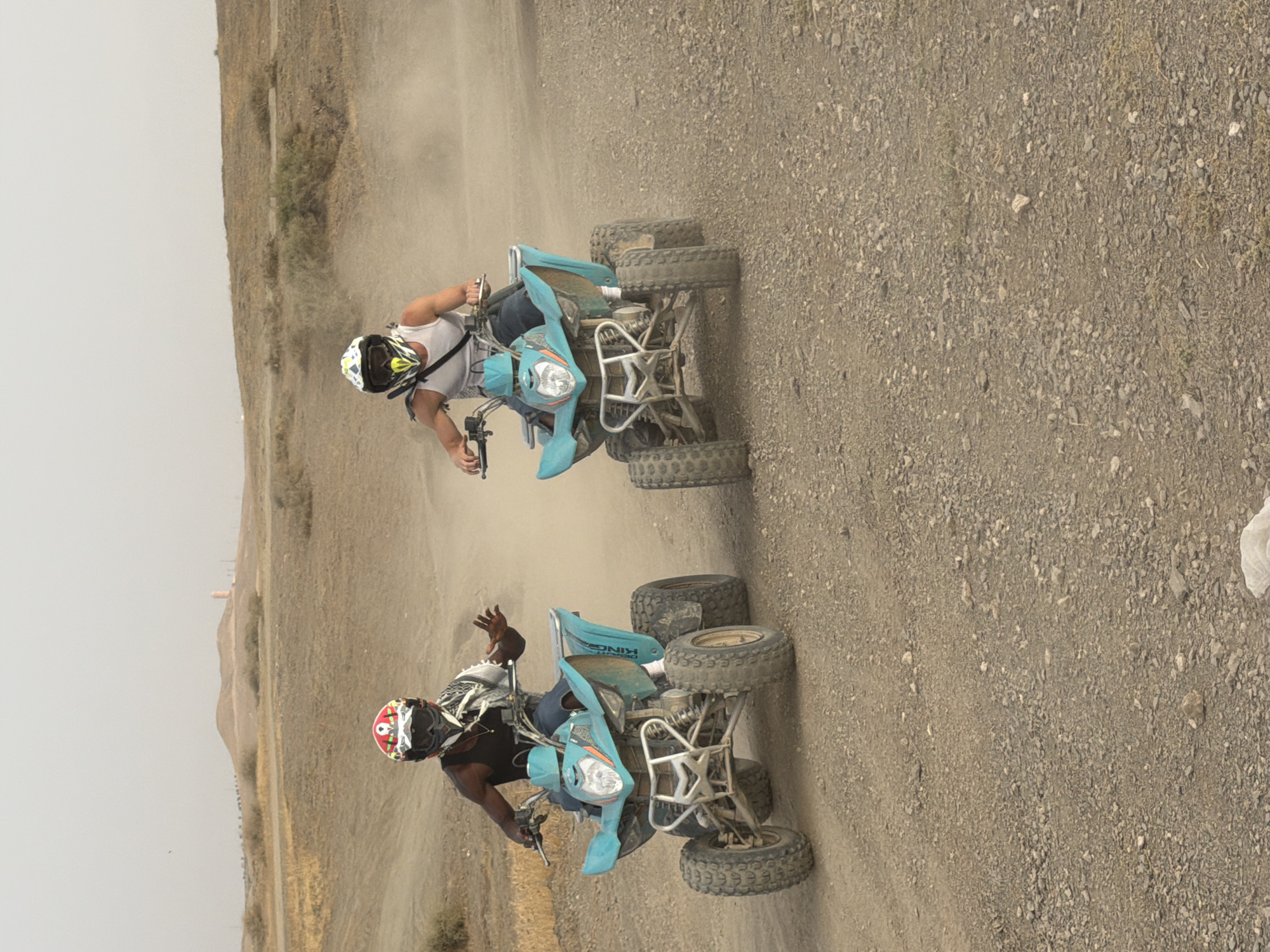 ATV riding through the Agafay Desert dust