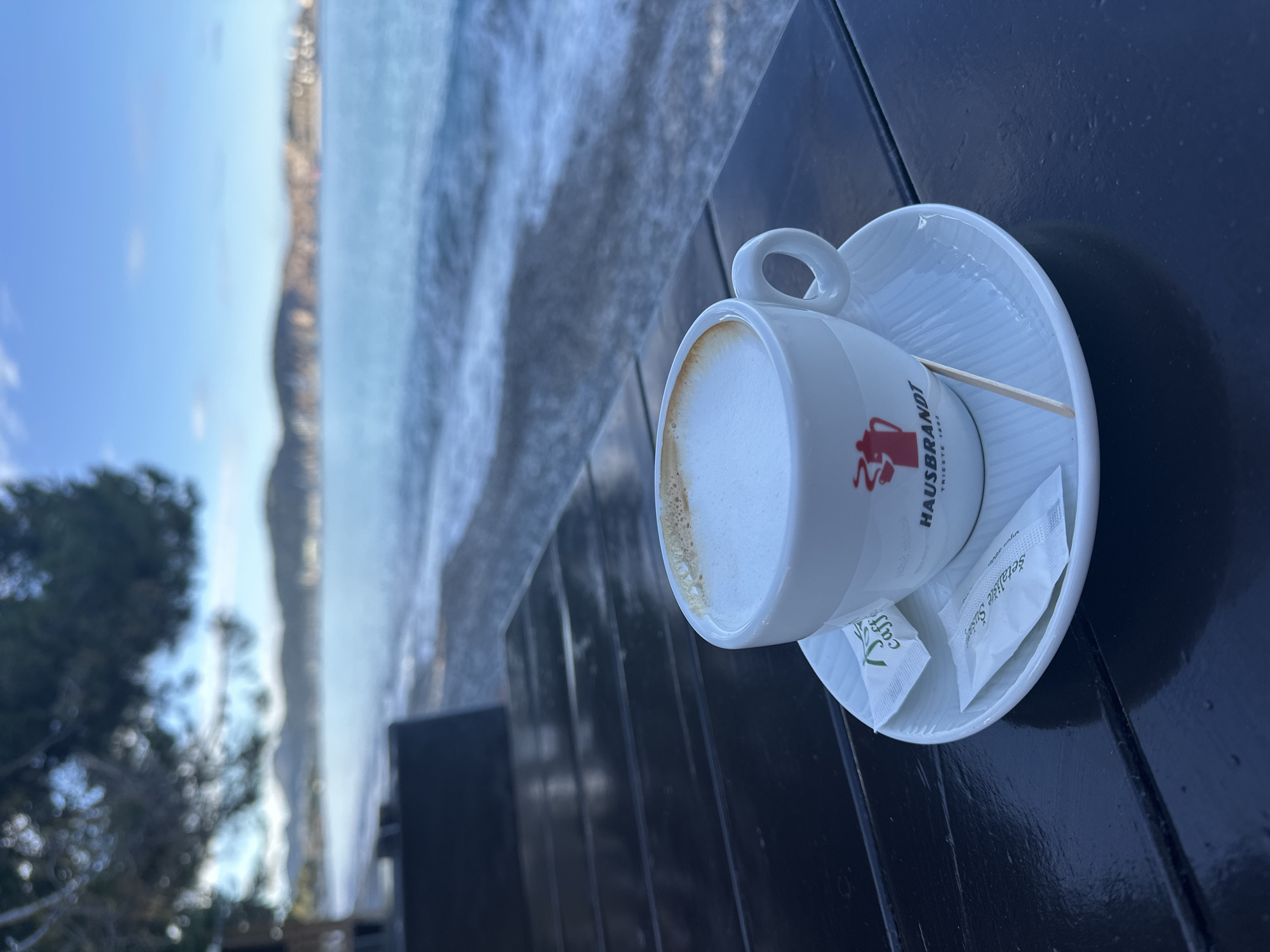 Morning coffee and coastal views captured in Bar, Montenegro