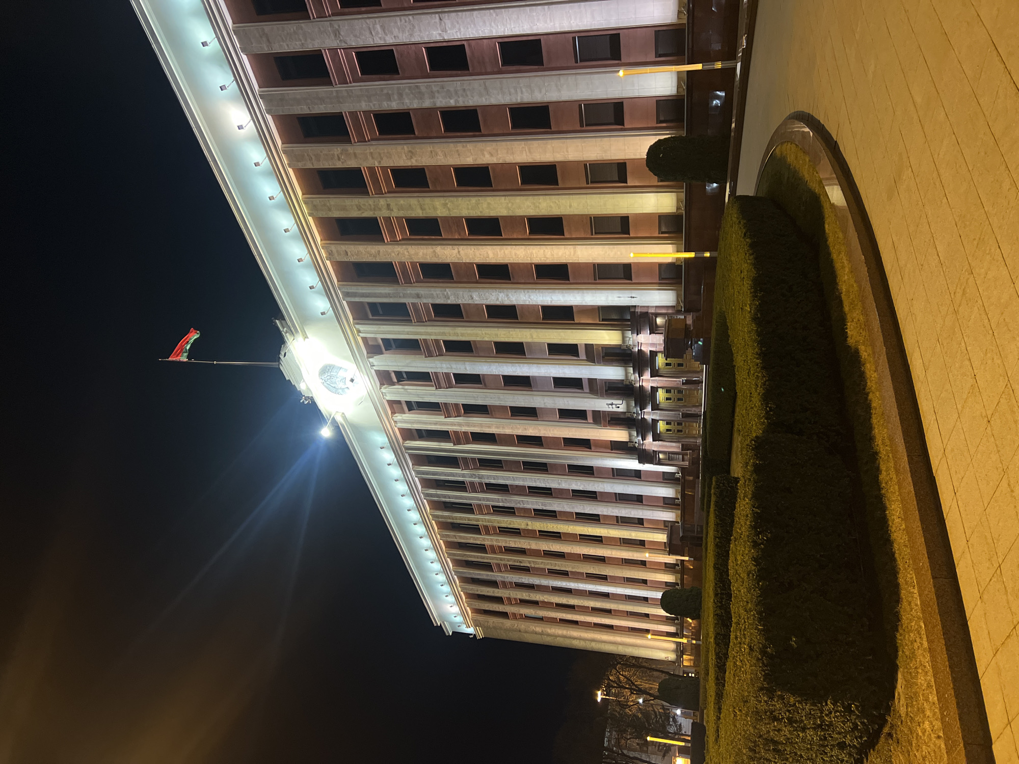 Evening photography captures illuminated government district in Minsk