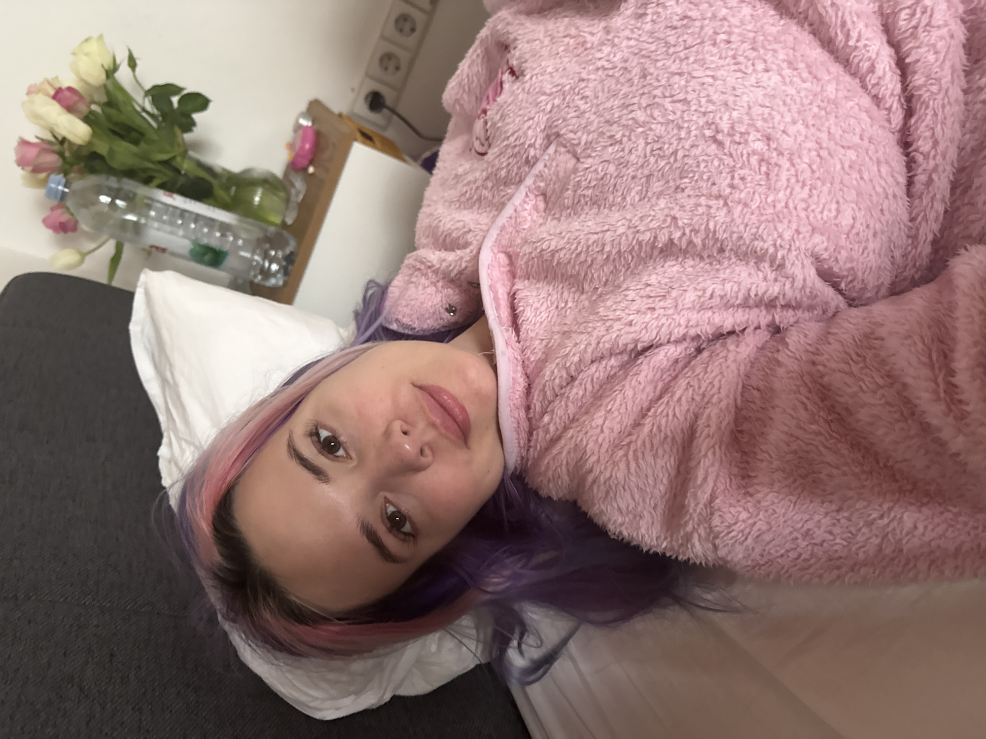 Zagreb resident documents morning activities with colorful hair selfies