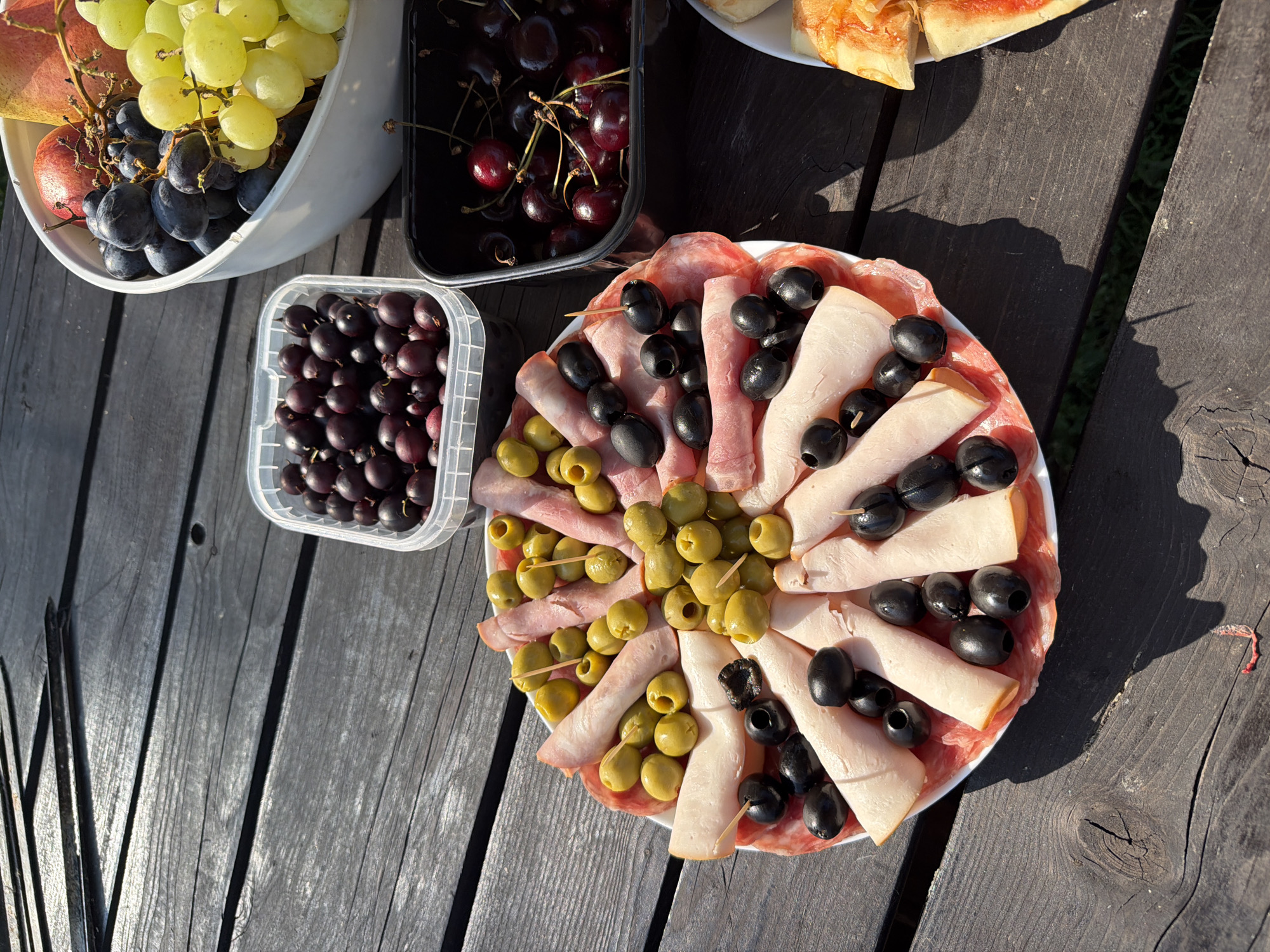 Lakeside cabin picnic spread in the Russian forest