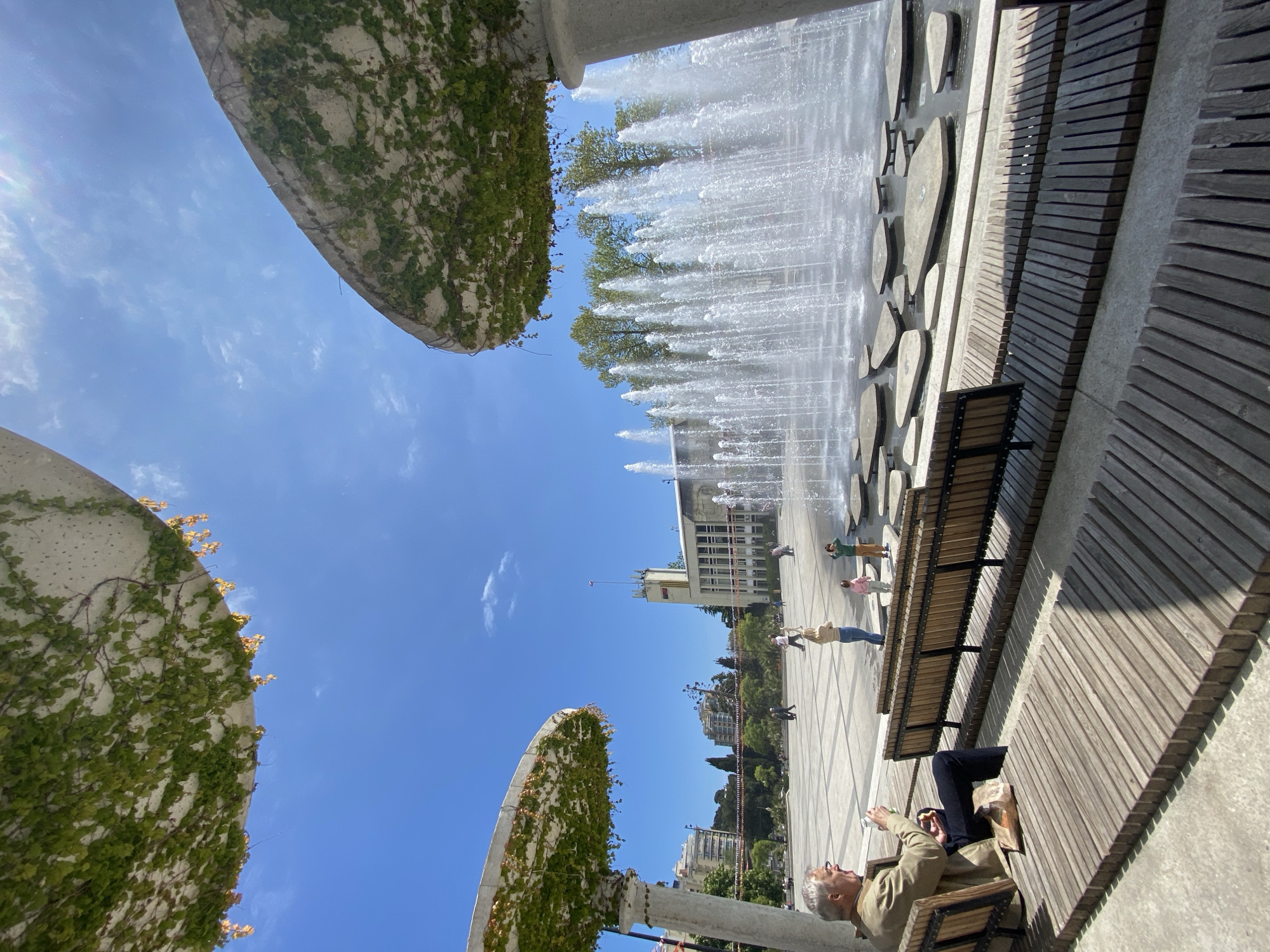 Modern vine-covered fountain documented in Yalta public square
