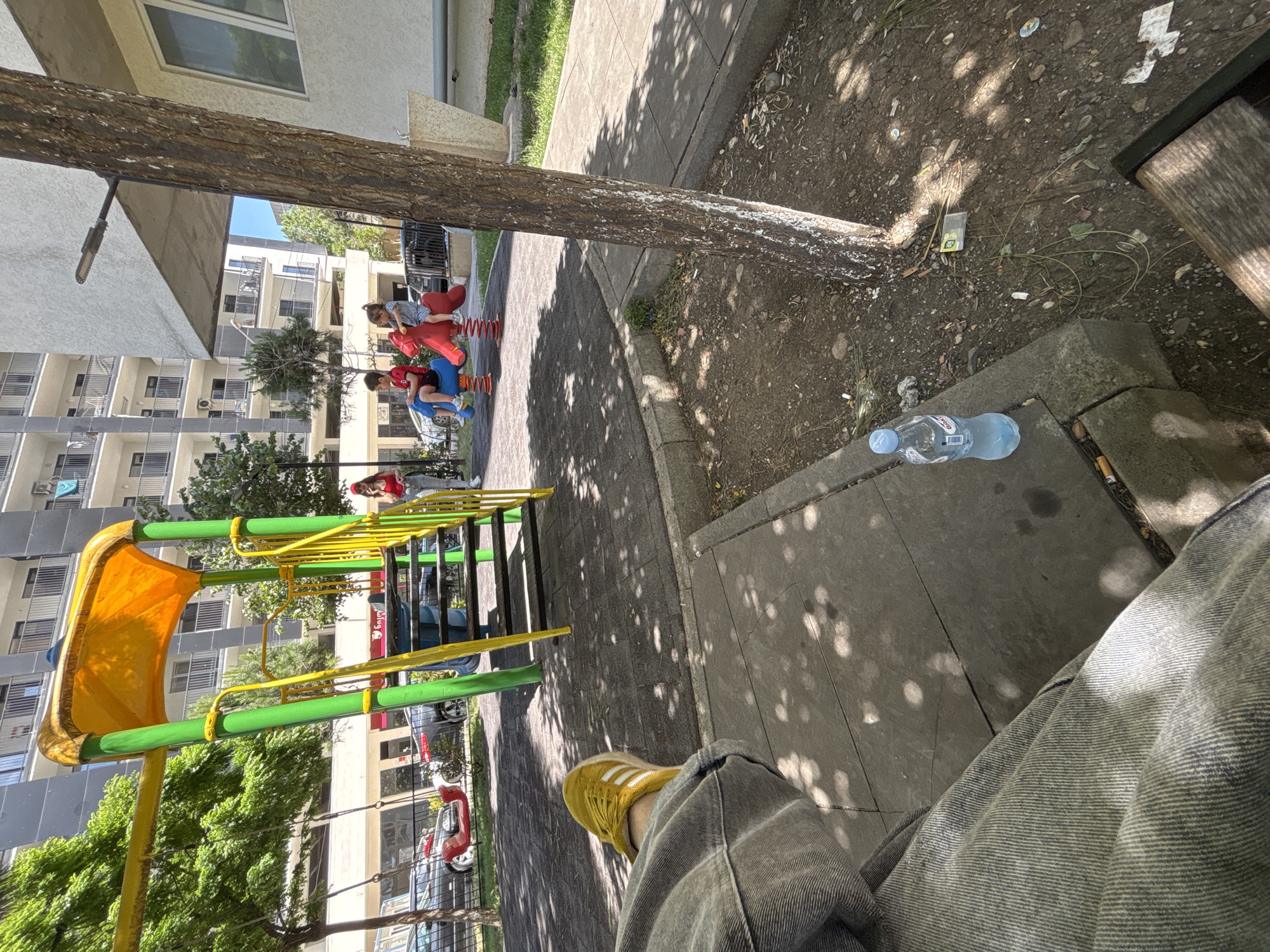 Tbilisi residential playground on a summer morning