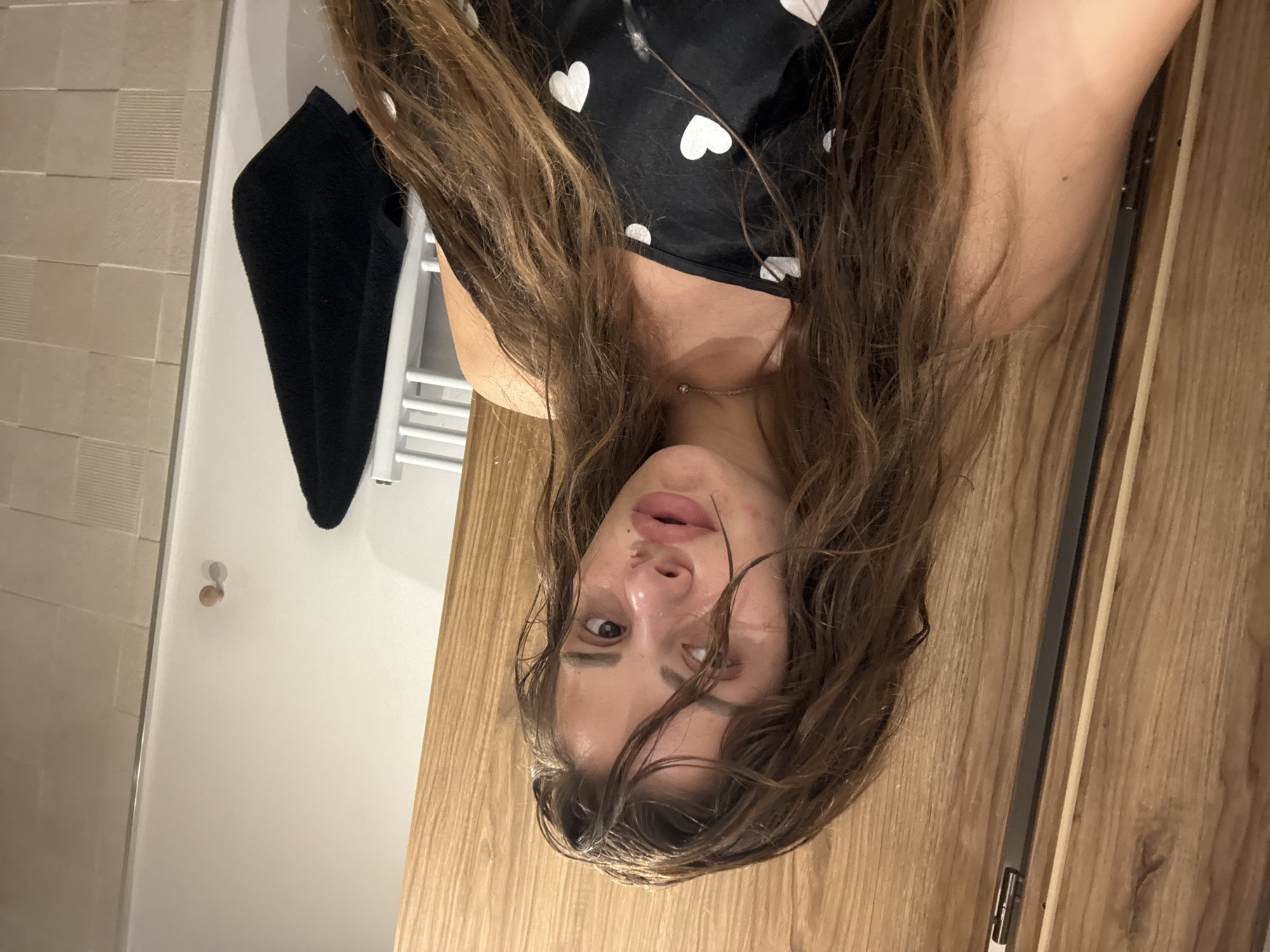 Evening getting-ready routine with hair drying and mirror selfies
