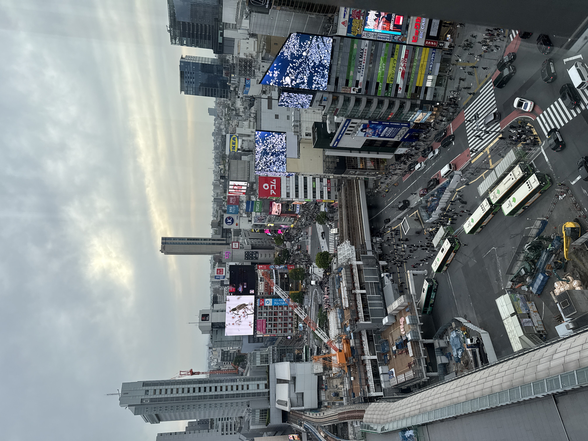 Morning rush hour activity documented at Tokyo's Shibuya Crossing