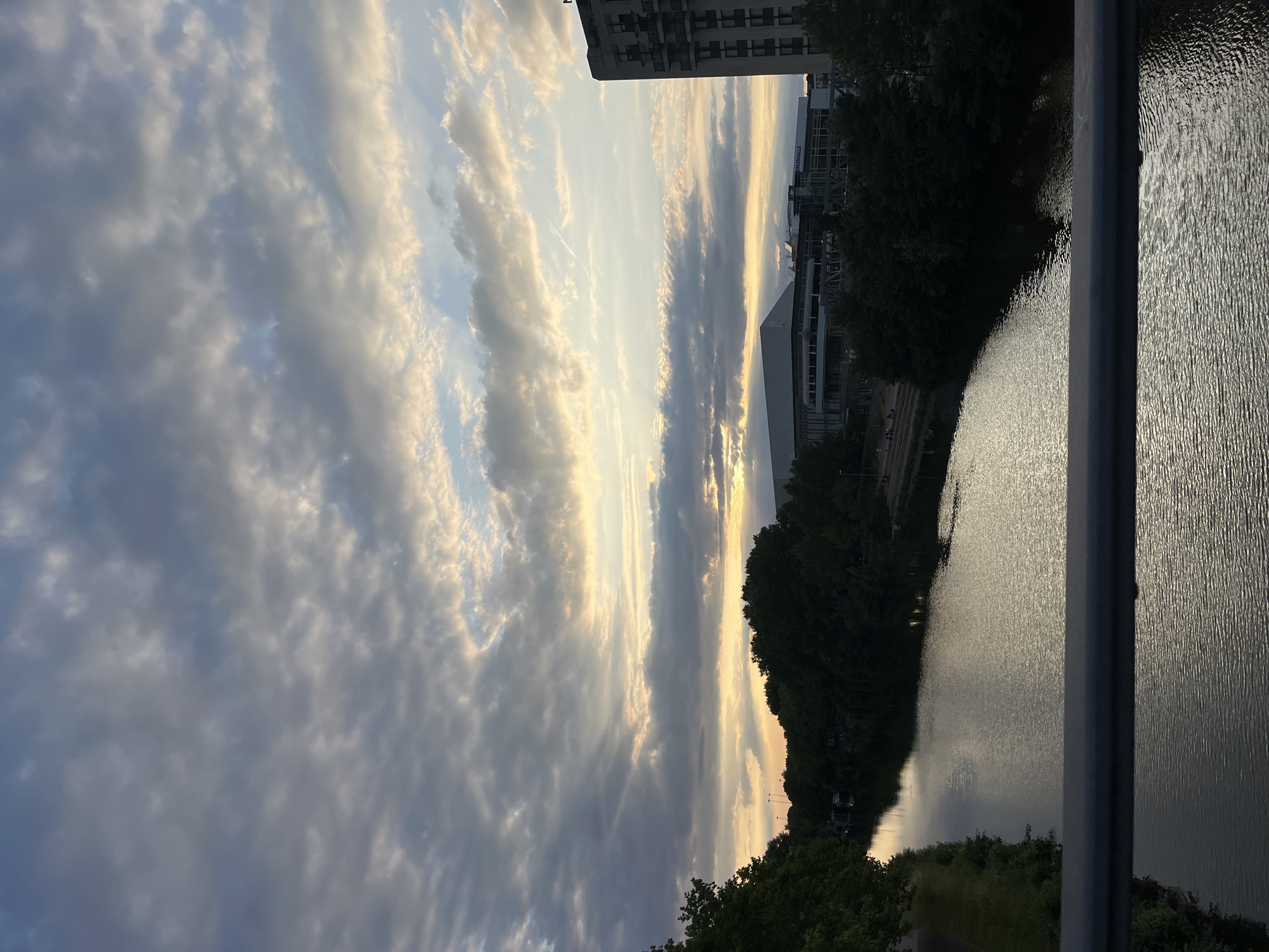 Evening walk along the Saar River in Saarbrücken