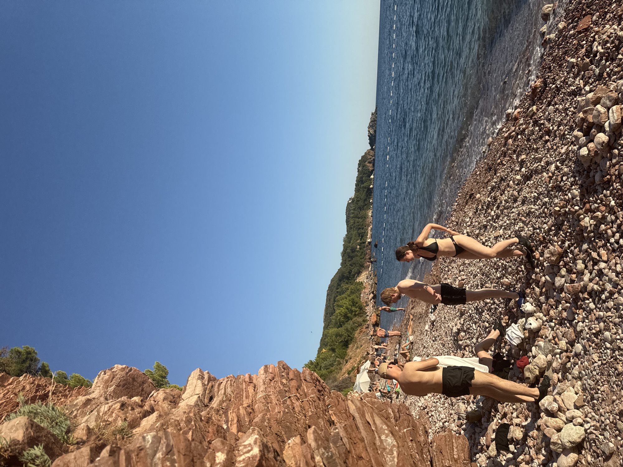 Sveti Stefan beach and bay in late afternoon sun