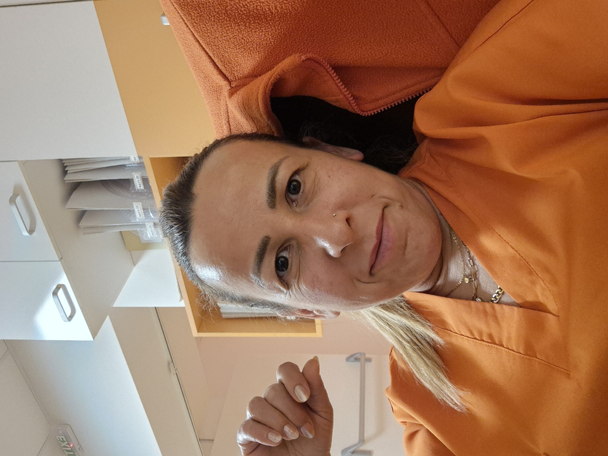 Selfie series from what appears to be a medical workplace