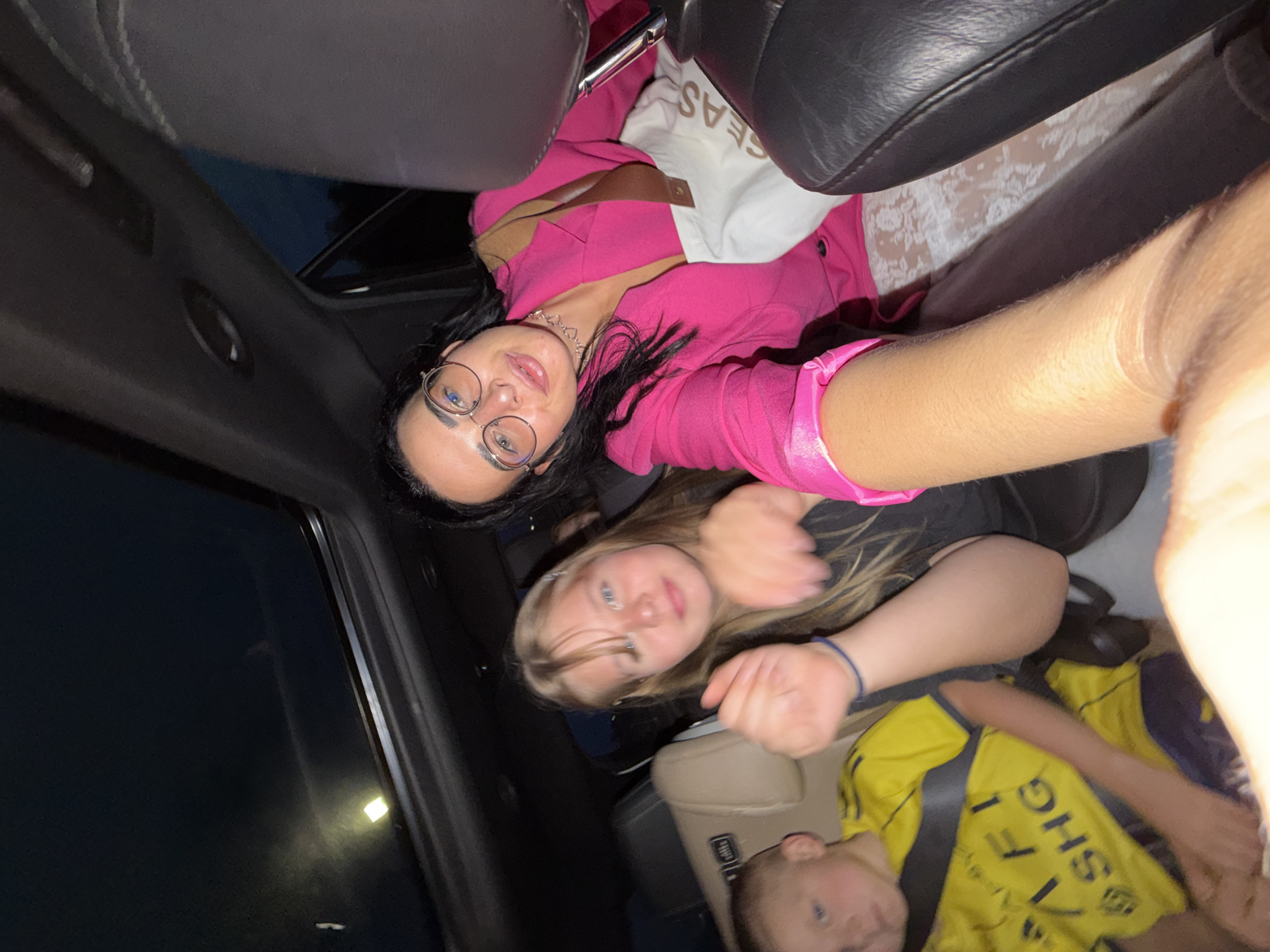 Nighttime car ride with children captured in Veliky Novgorod
