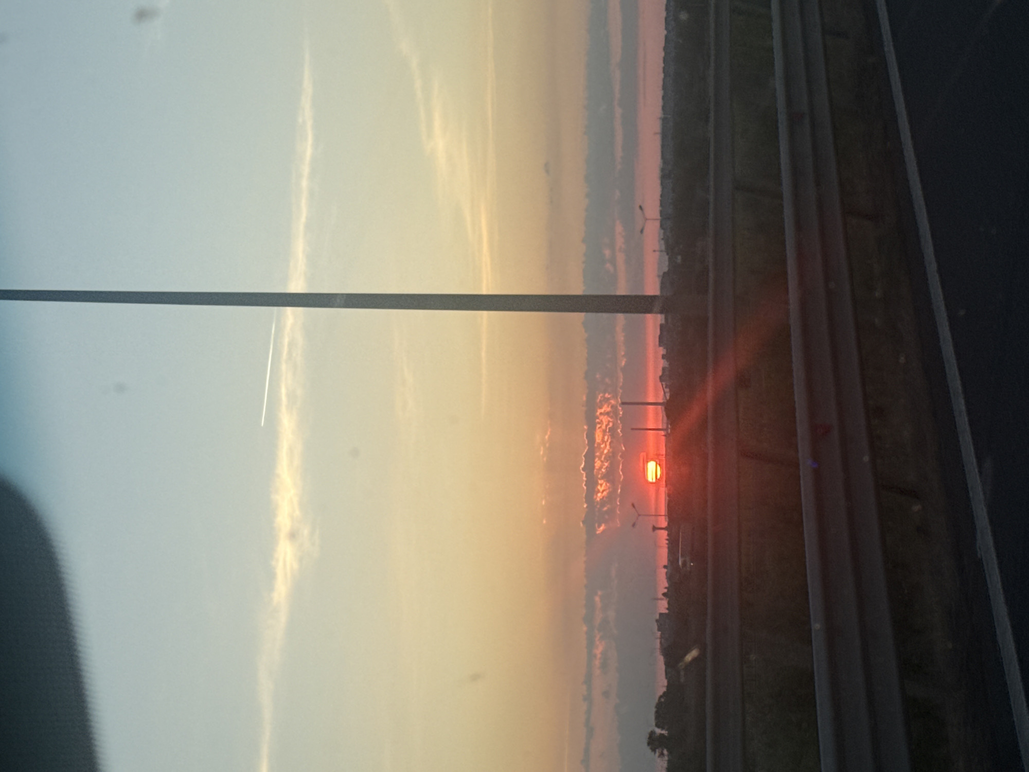 Sunset observed from highway near Arad, Romania