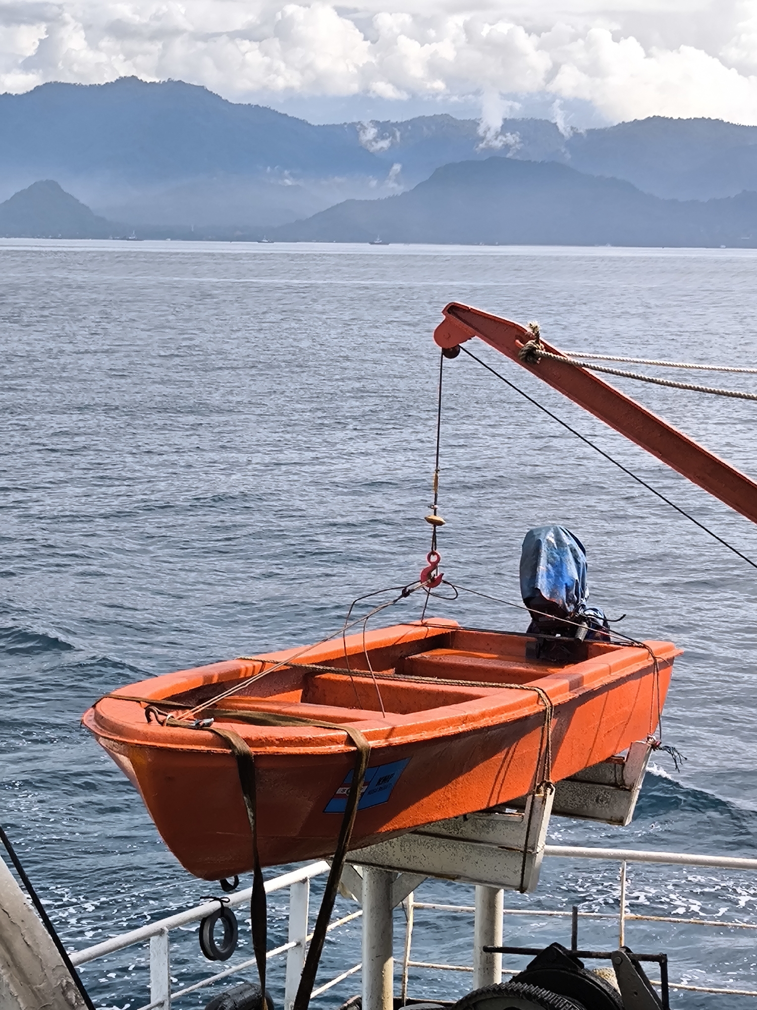 Ferry carries motorcycles through Indonesian waters early morning