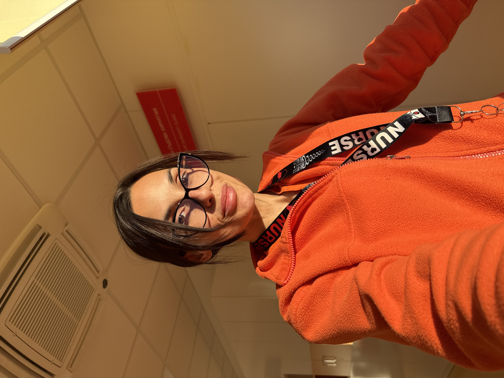 Nurse takes coffee break during night shift in Pleven
