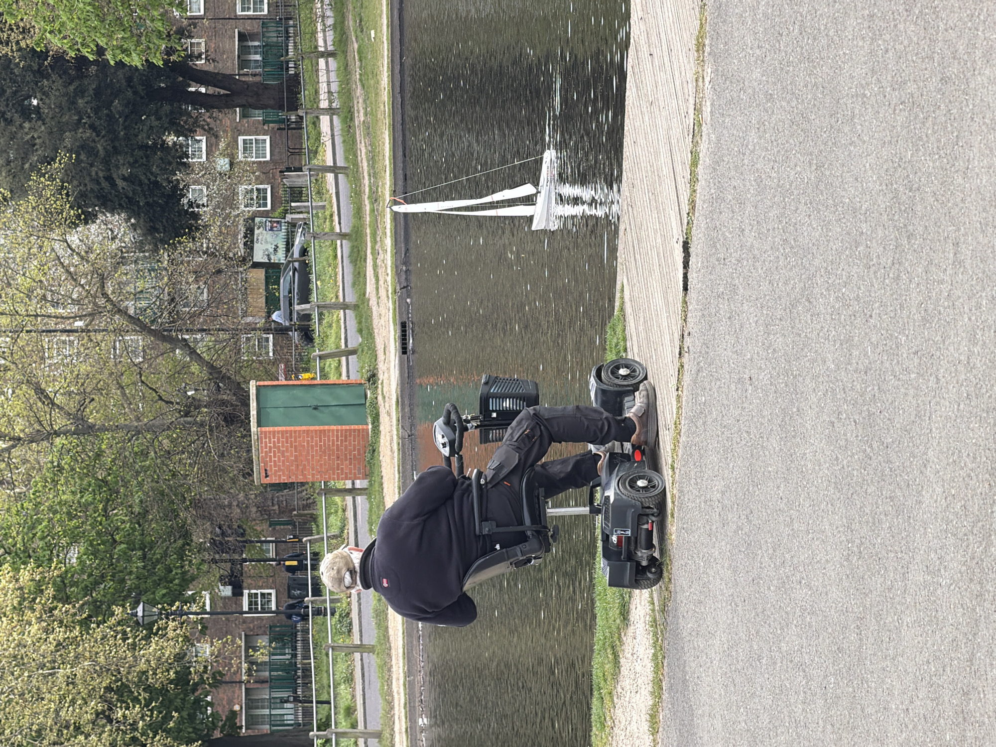 Elderly man on mobility scooter spotted near London canal