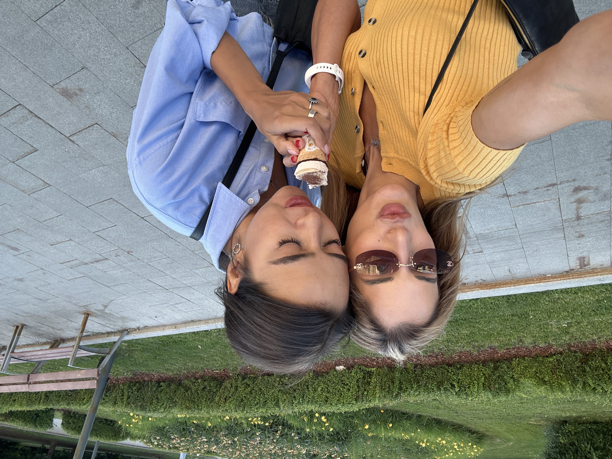 Selfies and summer evening strolling in Moscow