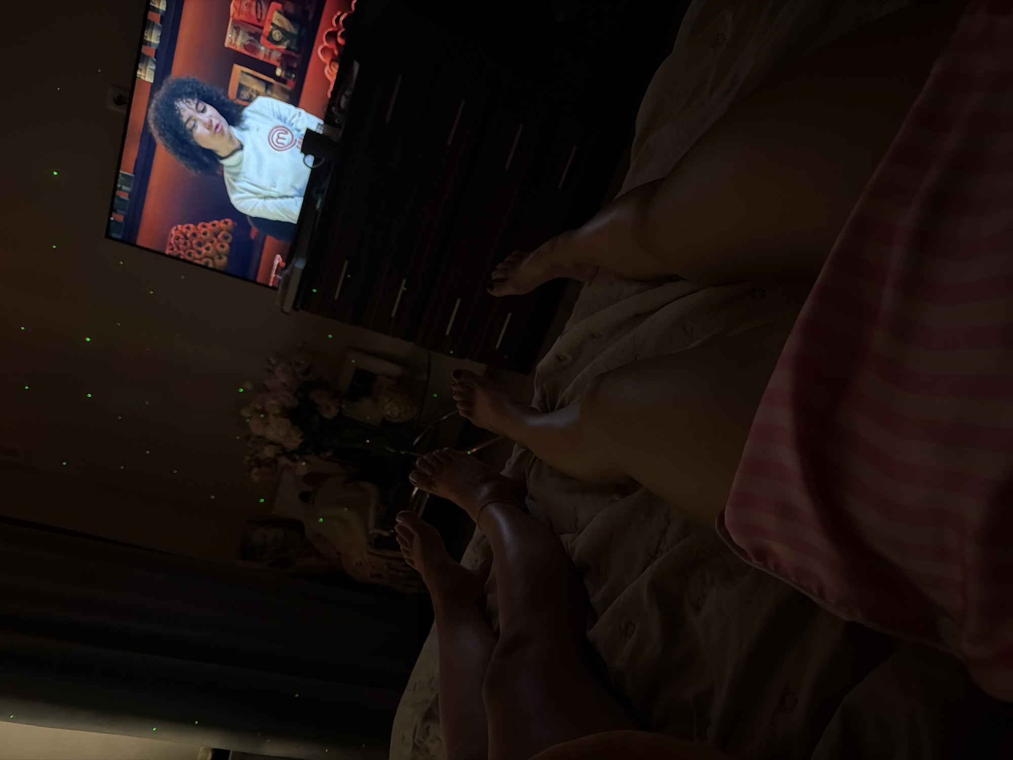 Chill evening at home in Zaporizhzhia: cat, projector lights, TV