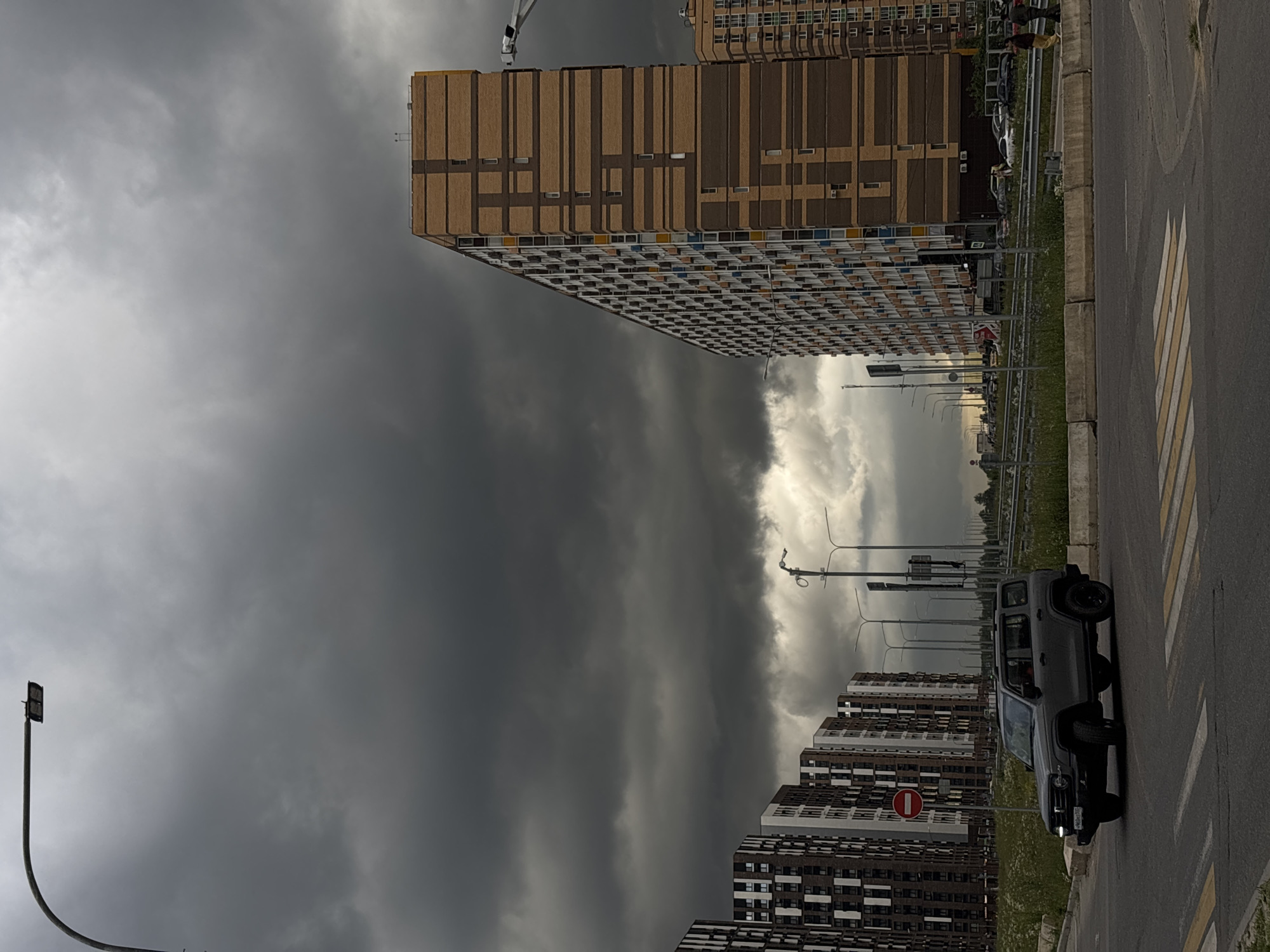 Storm rolls into a Moscow-area residential neighborhood