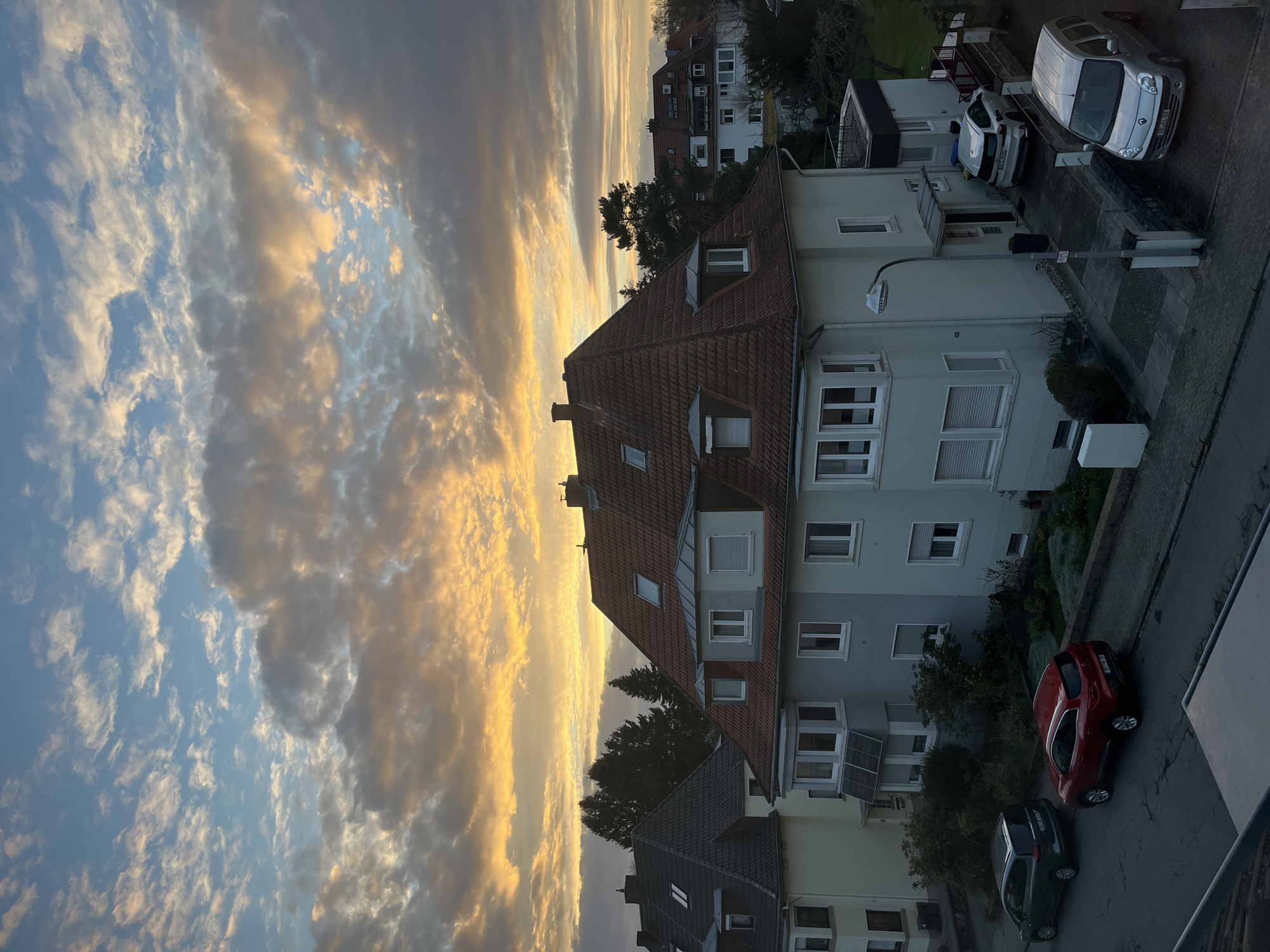 Evening scenes documented across residential Saarbrücken neighborhoods