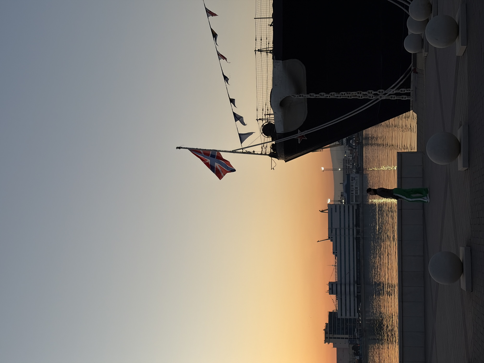Warship with ceremonial flags observed at Novorossiysk harbor