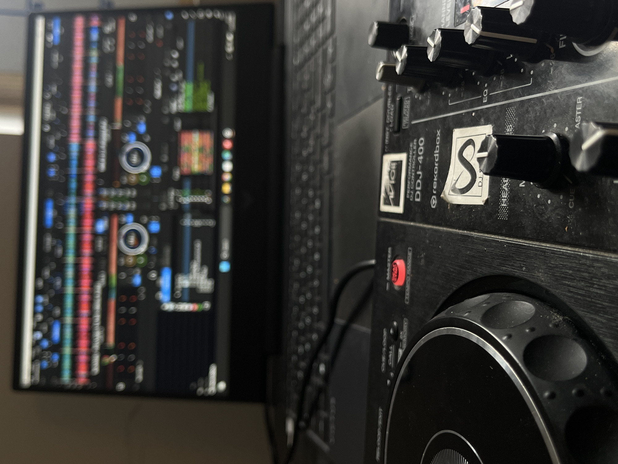 DJ equipment setup documented in Milan music studio