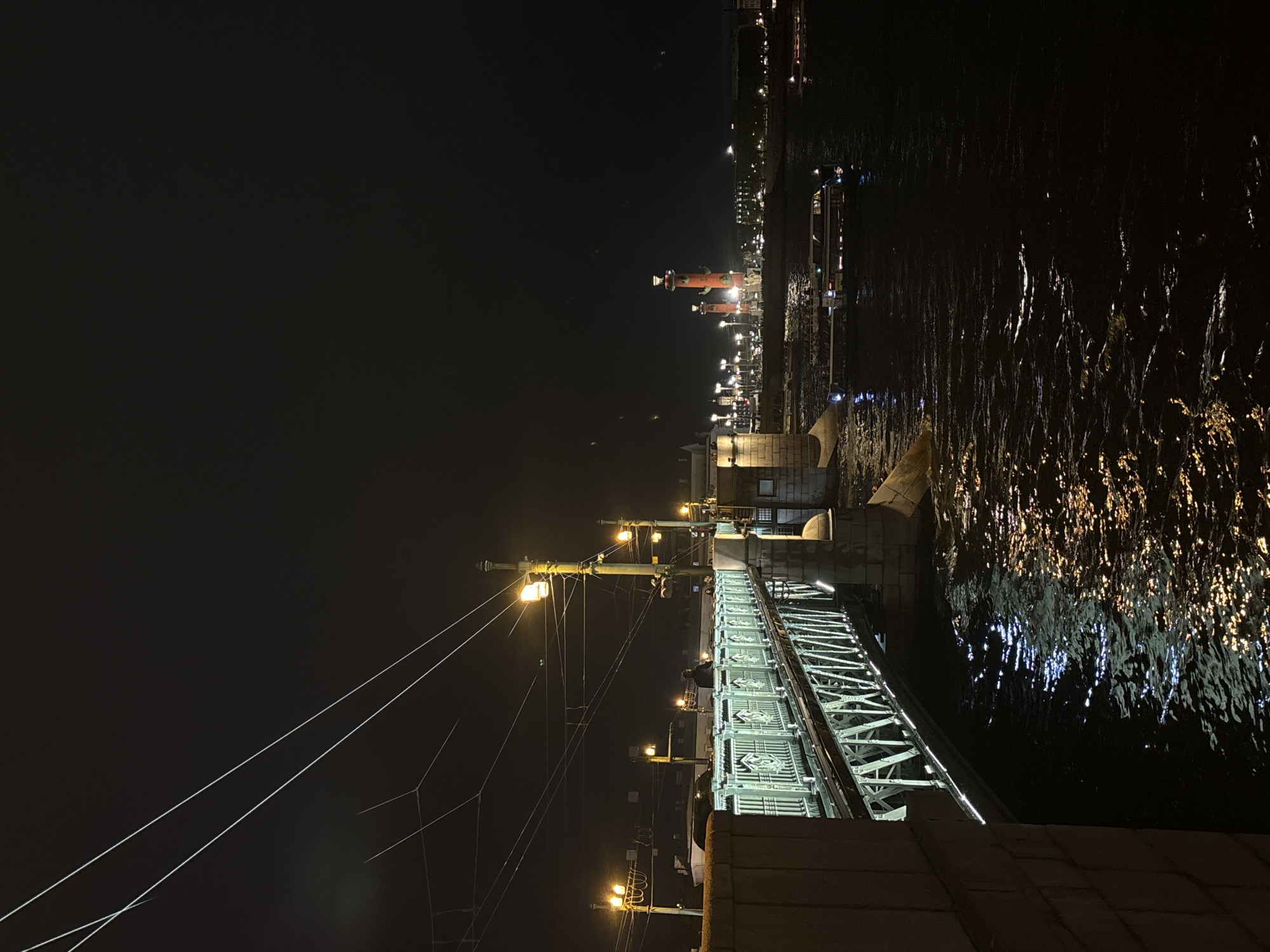 Saint Petersburg landmarks illuminated in nighttime river views