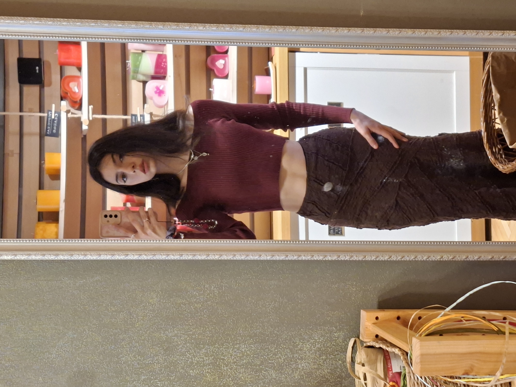 Woman takes mirror selfie in Sofia Friday morning