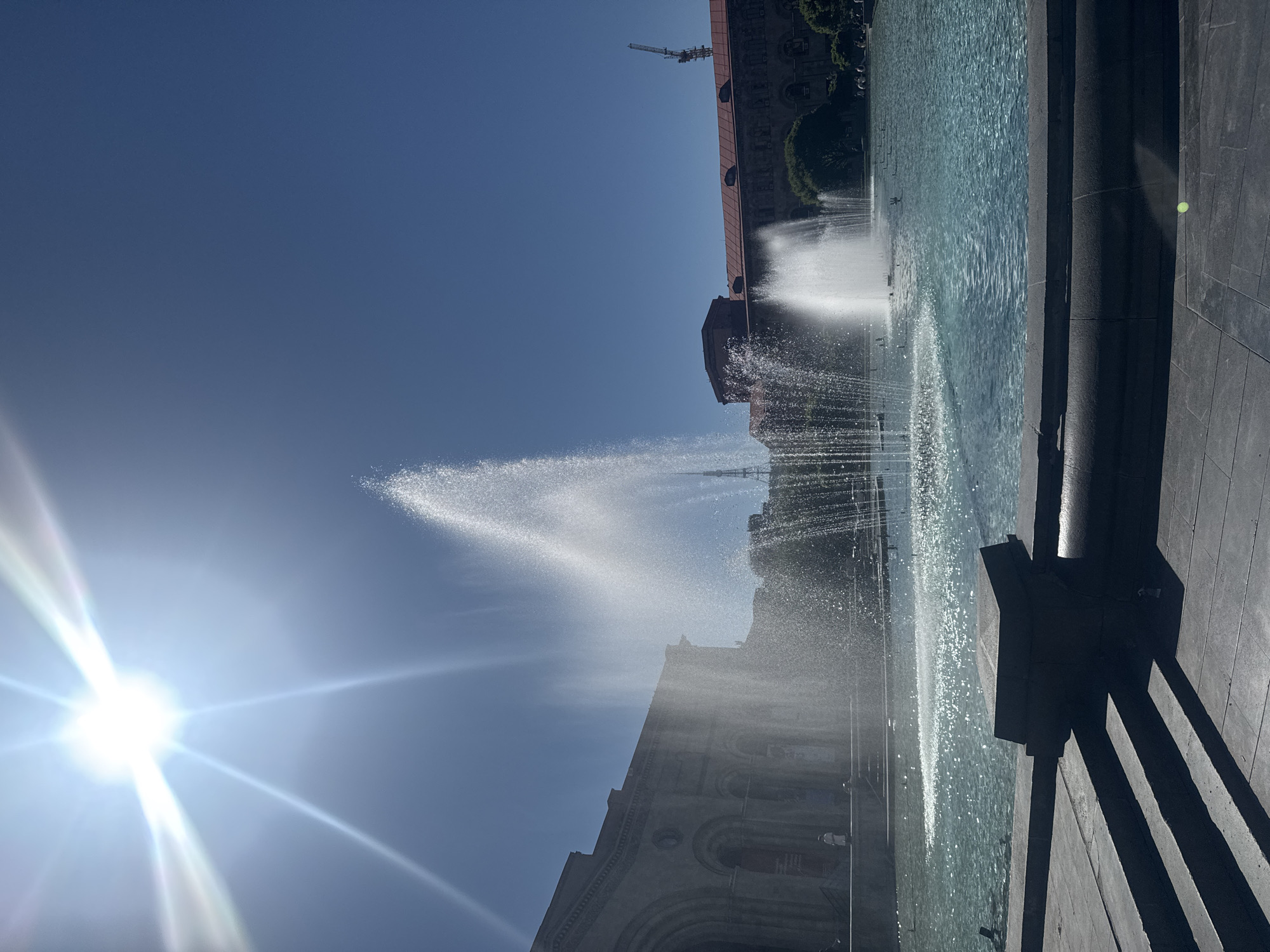 Yerevan's Republic Square singing fountains on a sunny day