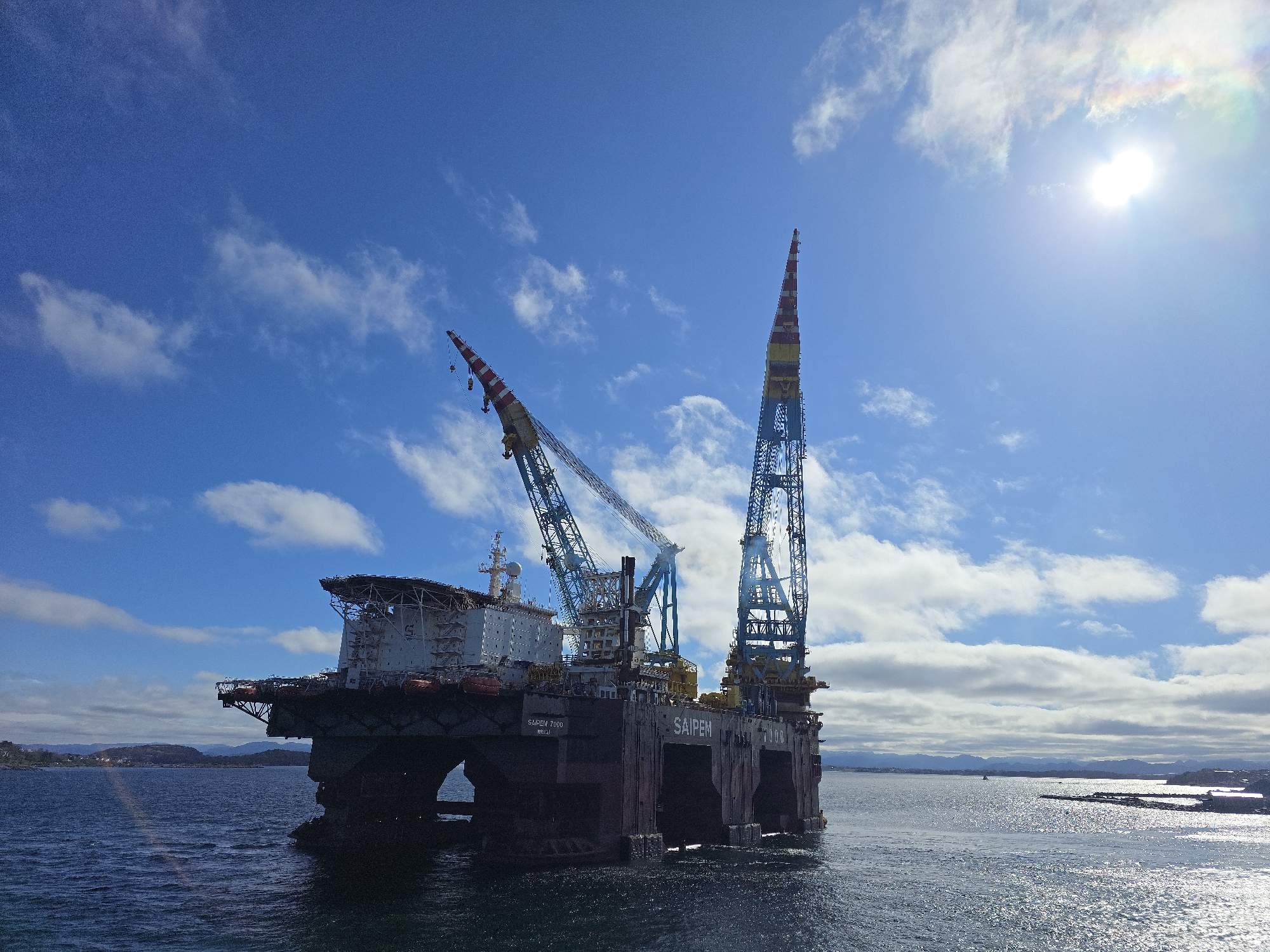 Saipem 7000 crane vessel anchored near Randaberg Norway