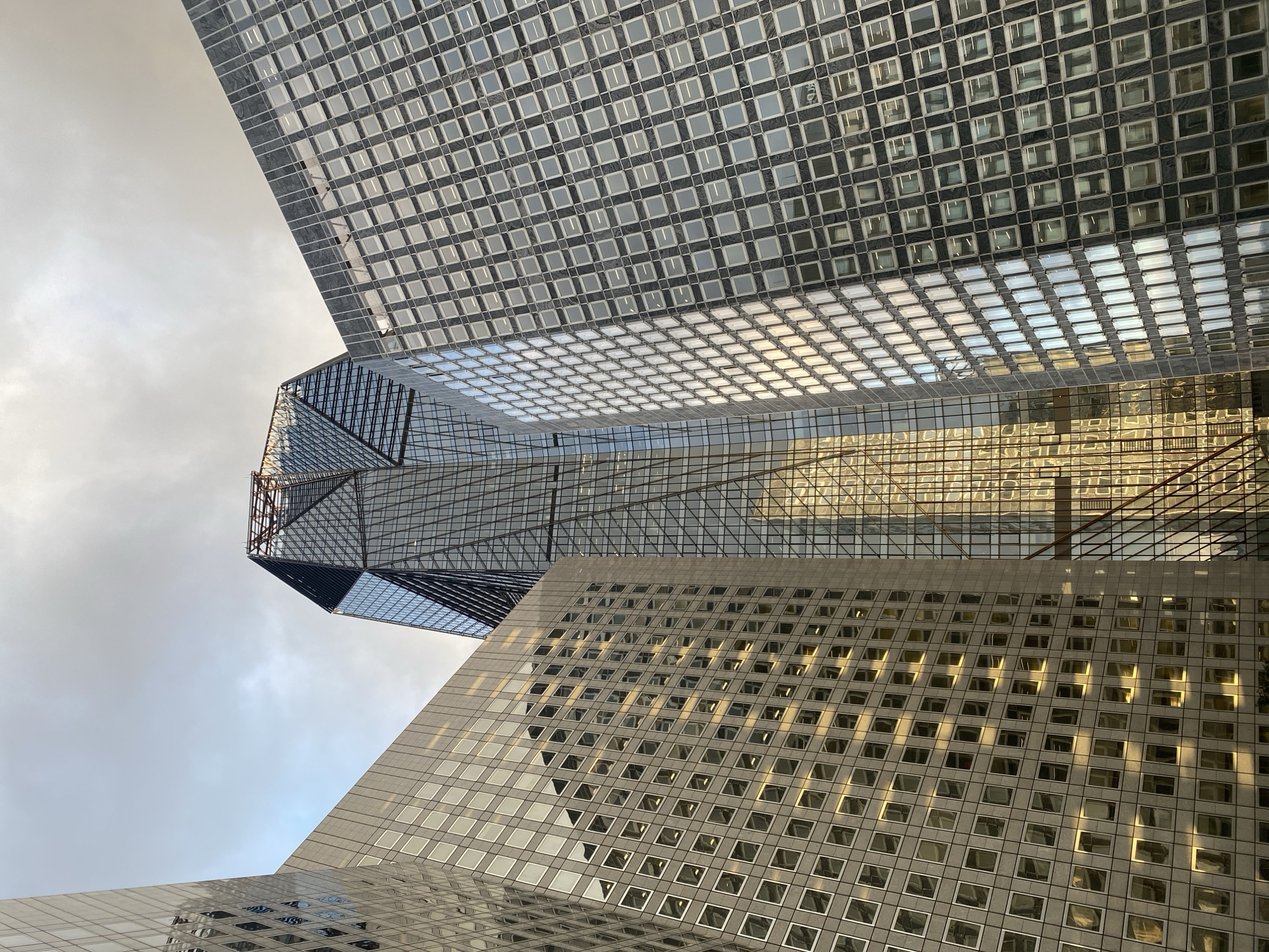 Modern office towers photographed in La Défense district