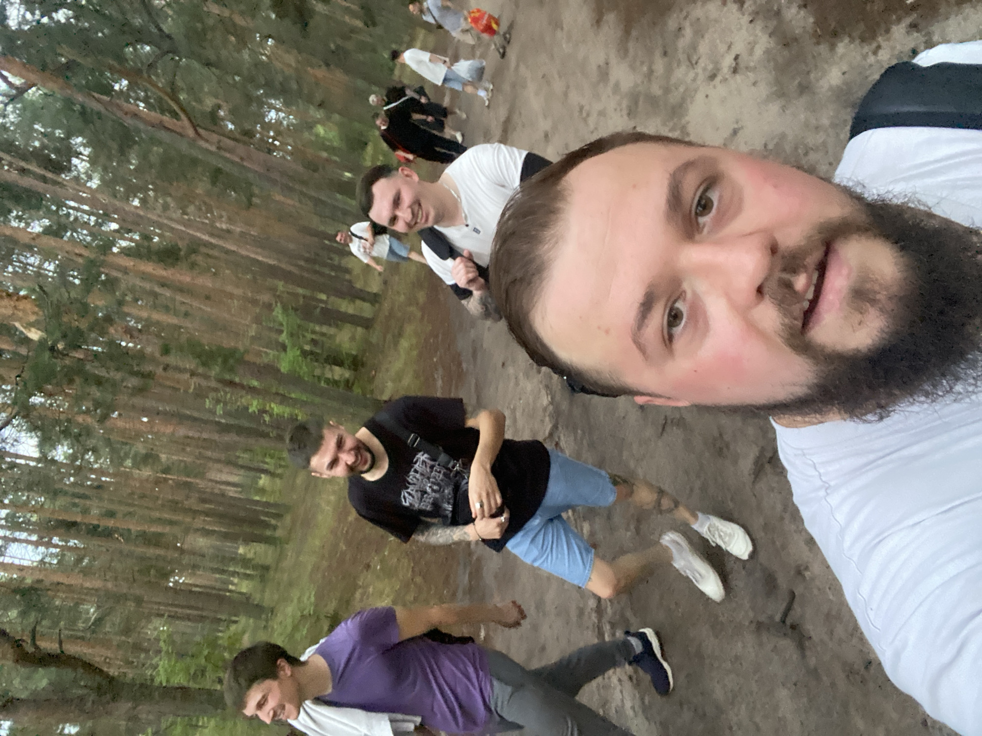 Group day out at a wooded paintball field