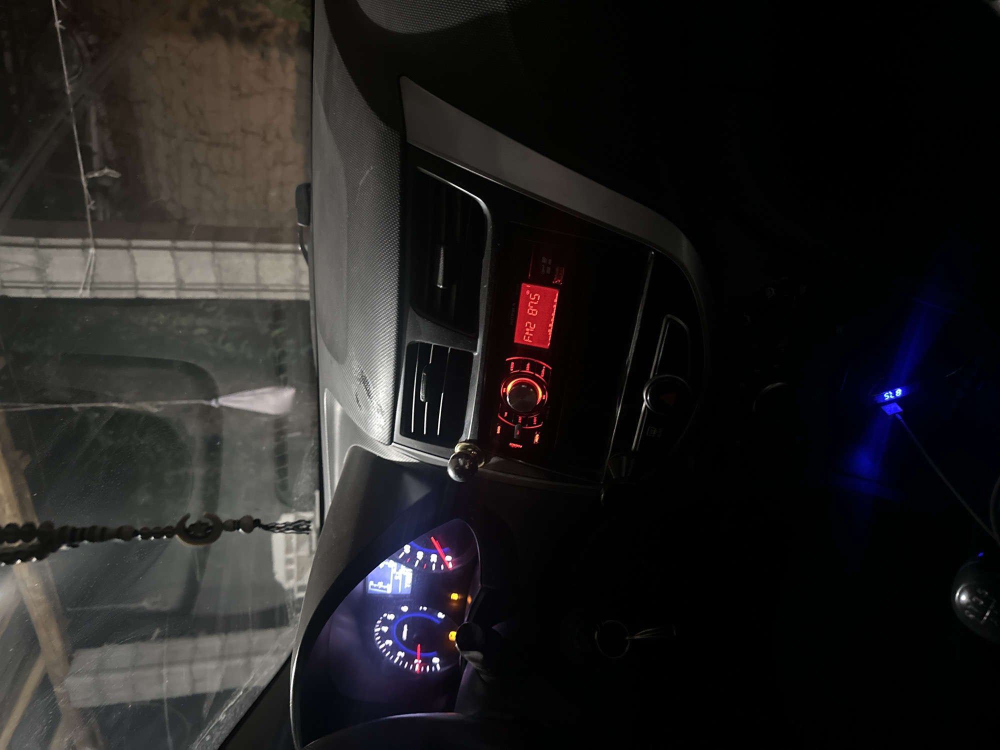 Night drive in Kyrgyzstan, dashboard lights and low fuel