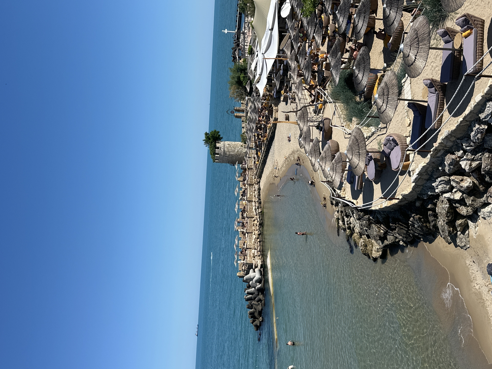Packed beach resort day on the Bulgarian Black Sea coast